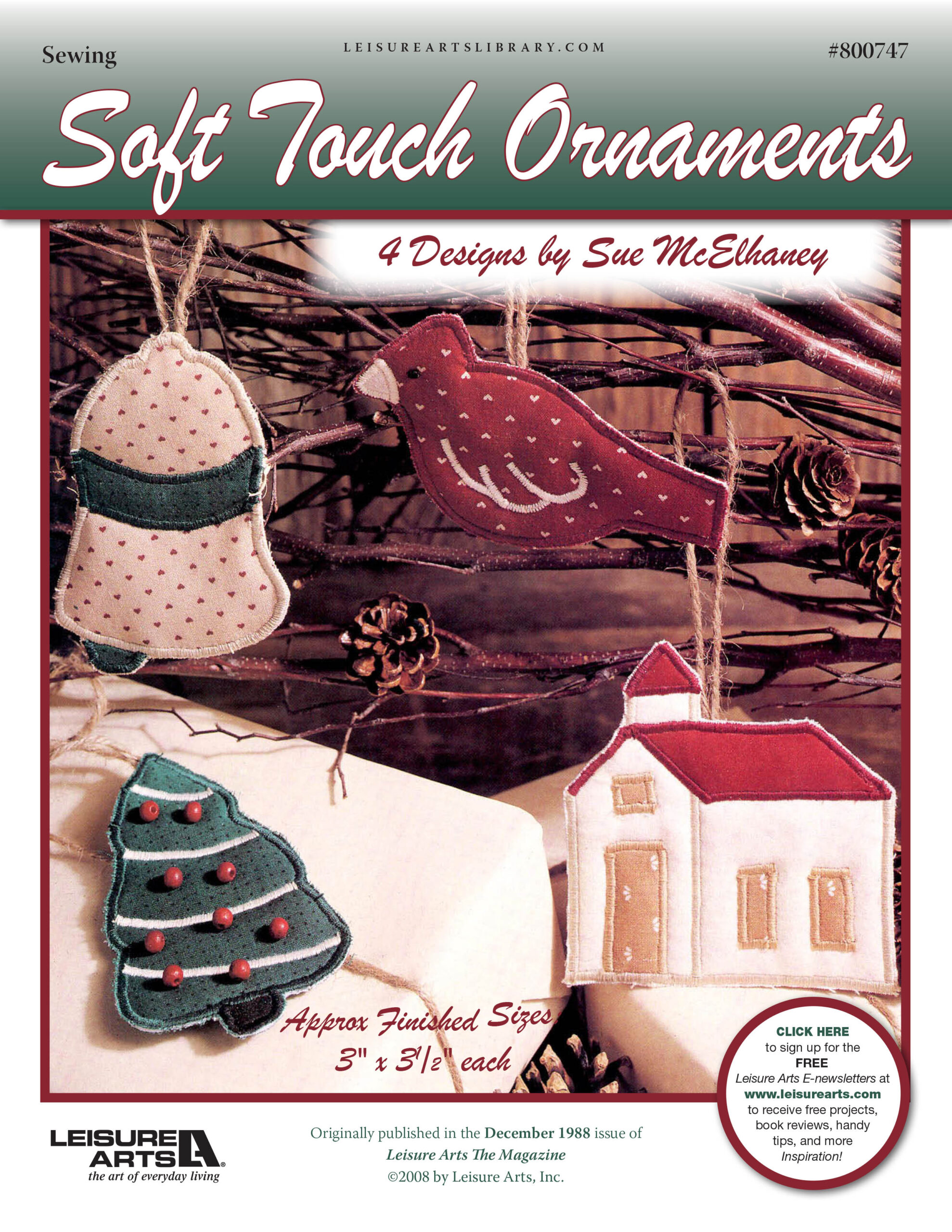 Leisure Arts Soft Touch Applique Ornaments Sewing ePattern