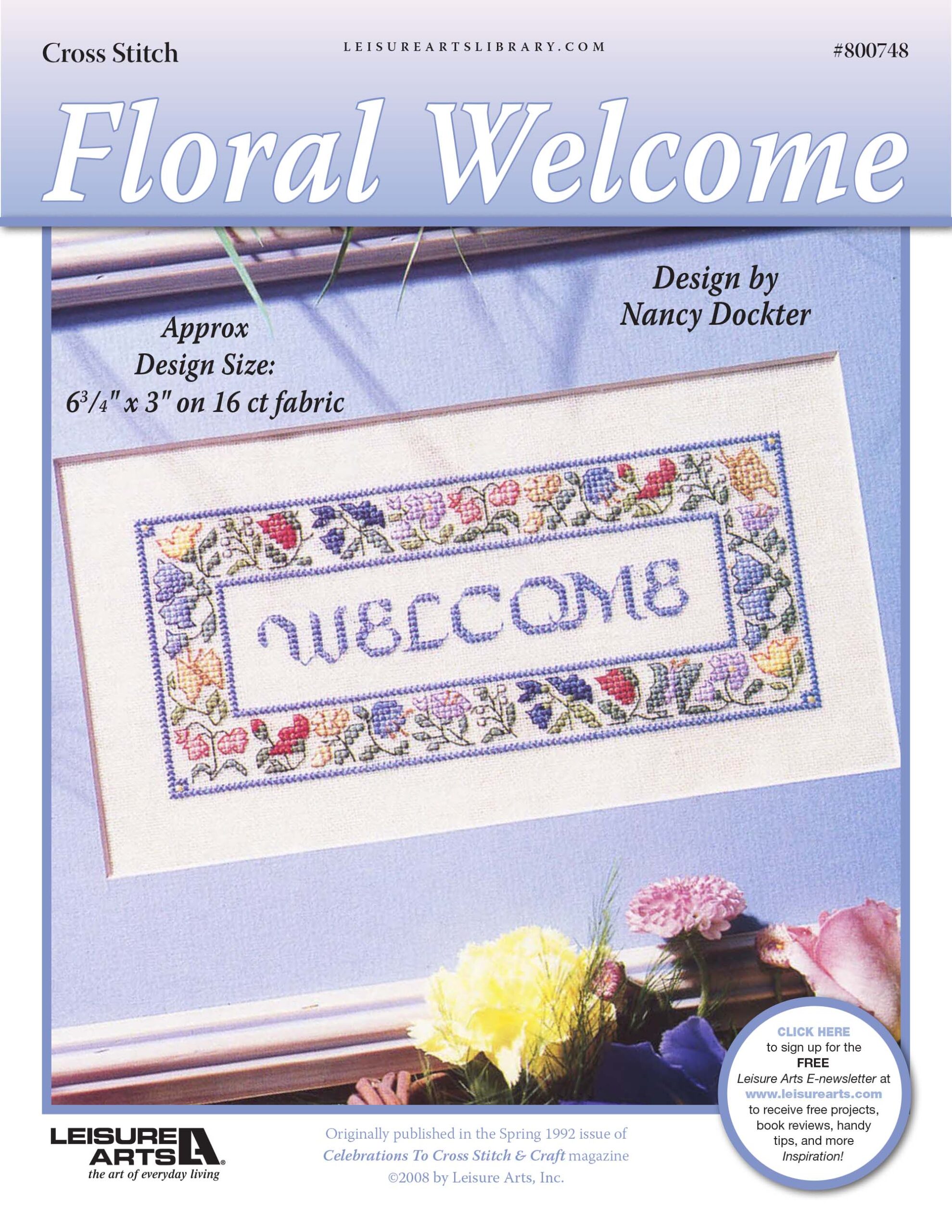 Leisure Arts Floral Welcome Cross Stitch ePattern