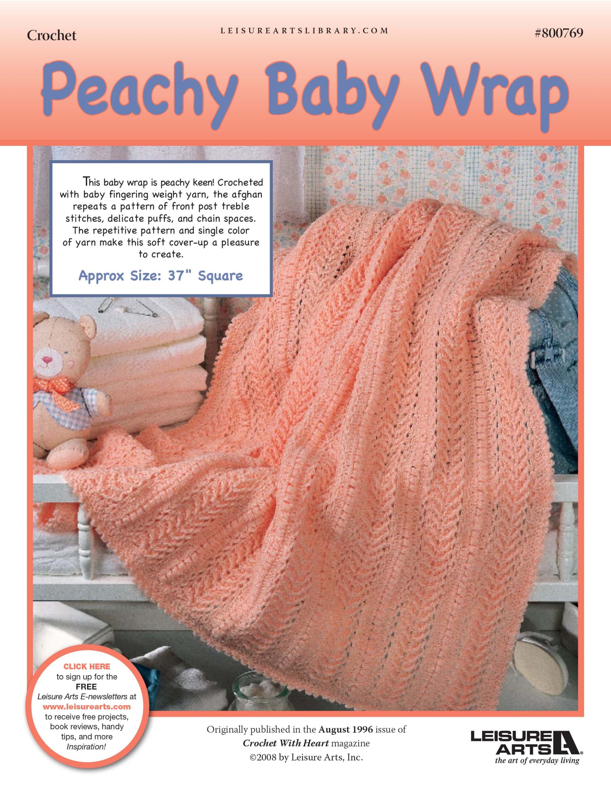 Leisure Arts Peachy Baby Wrap Crochet ePattern
