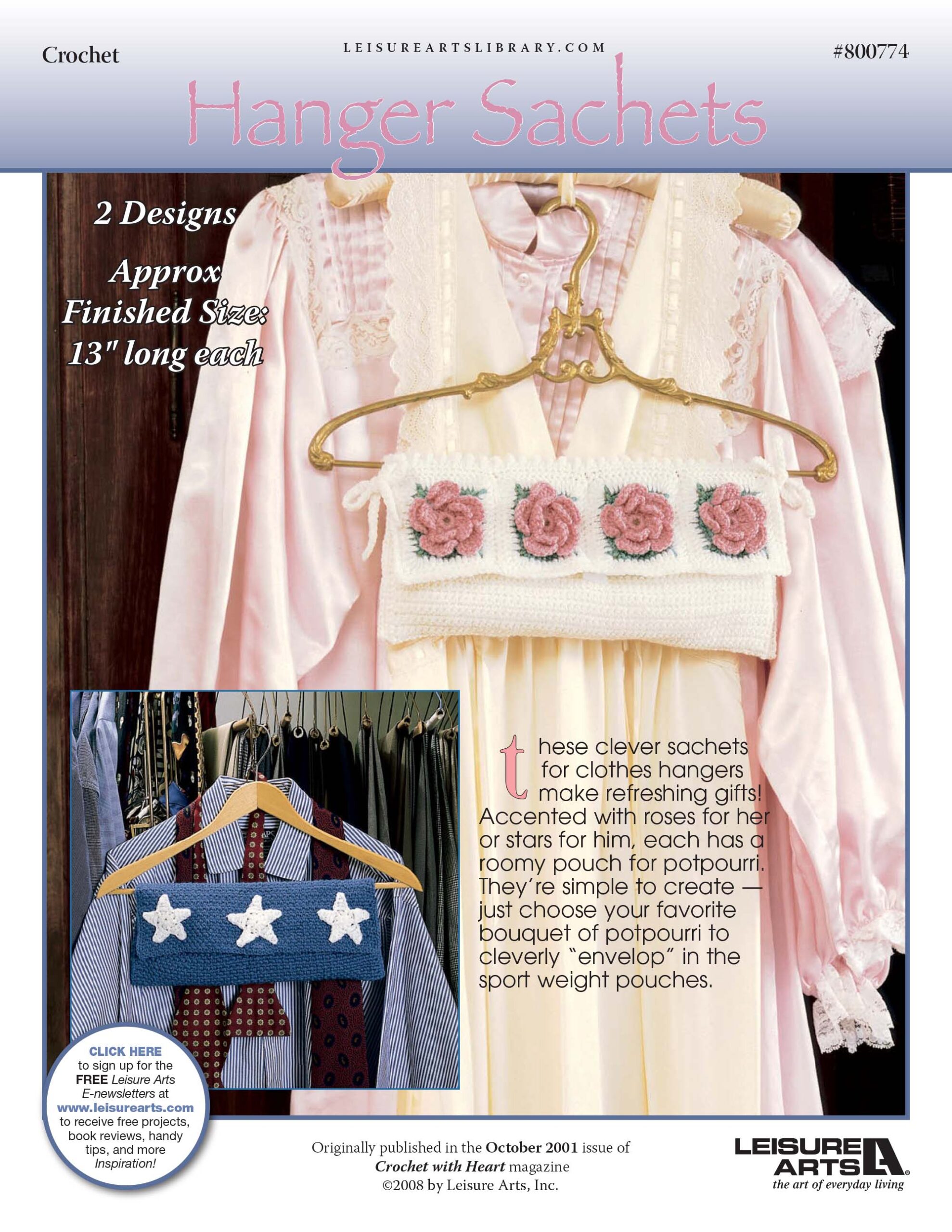 Leisure Arts Hanger Sachets Crochet ePattern