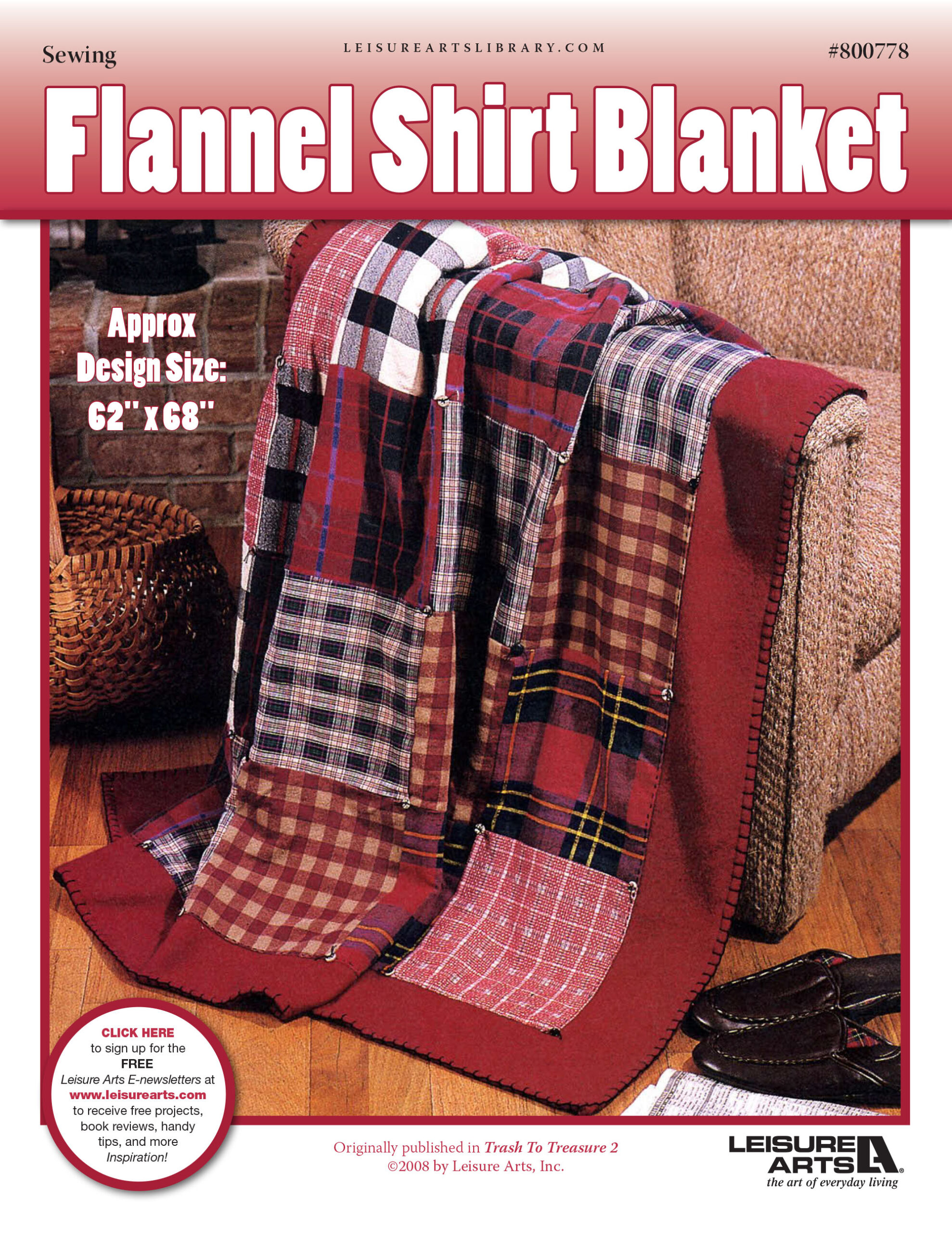 Leisure Arts Flannel Shirt Blanket Sewing ePattern