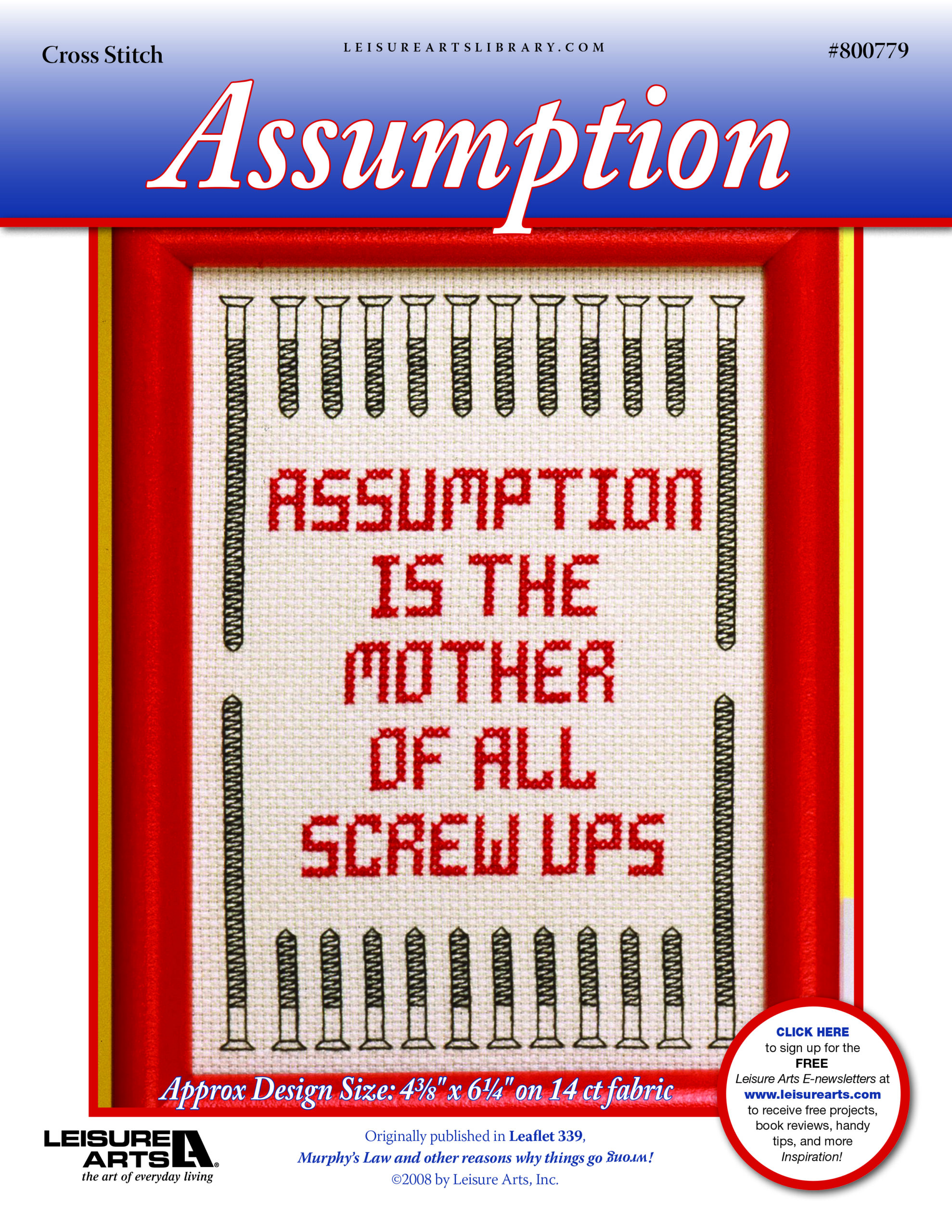 Leisure Arts Murphys Law Assumption Cross Stitch ePattern