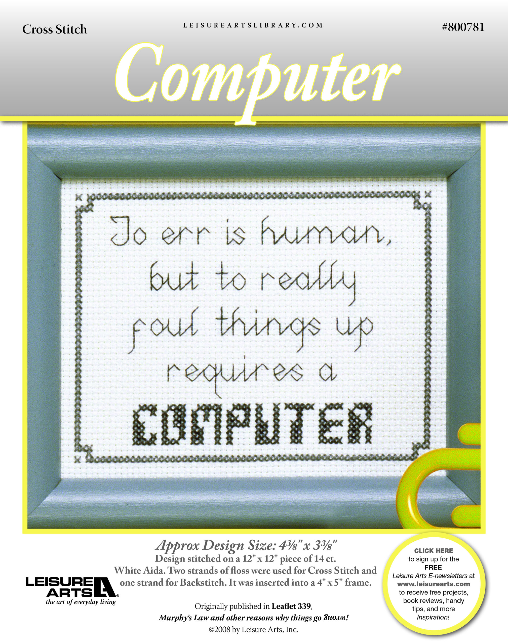 Leisure Arts Murphys Law Computer Cross Stitch ePattern