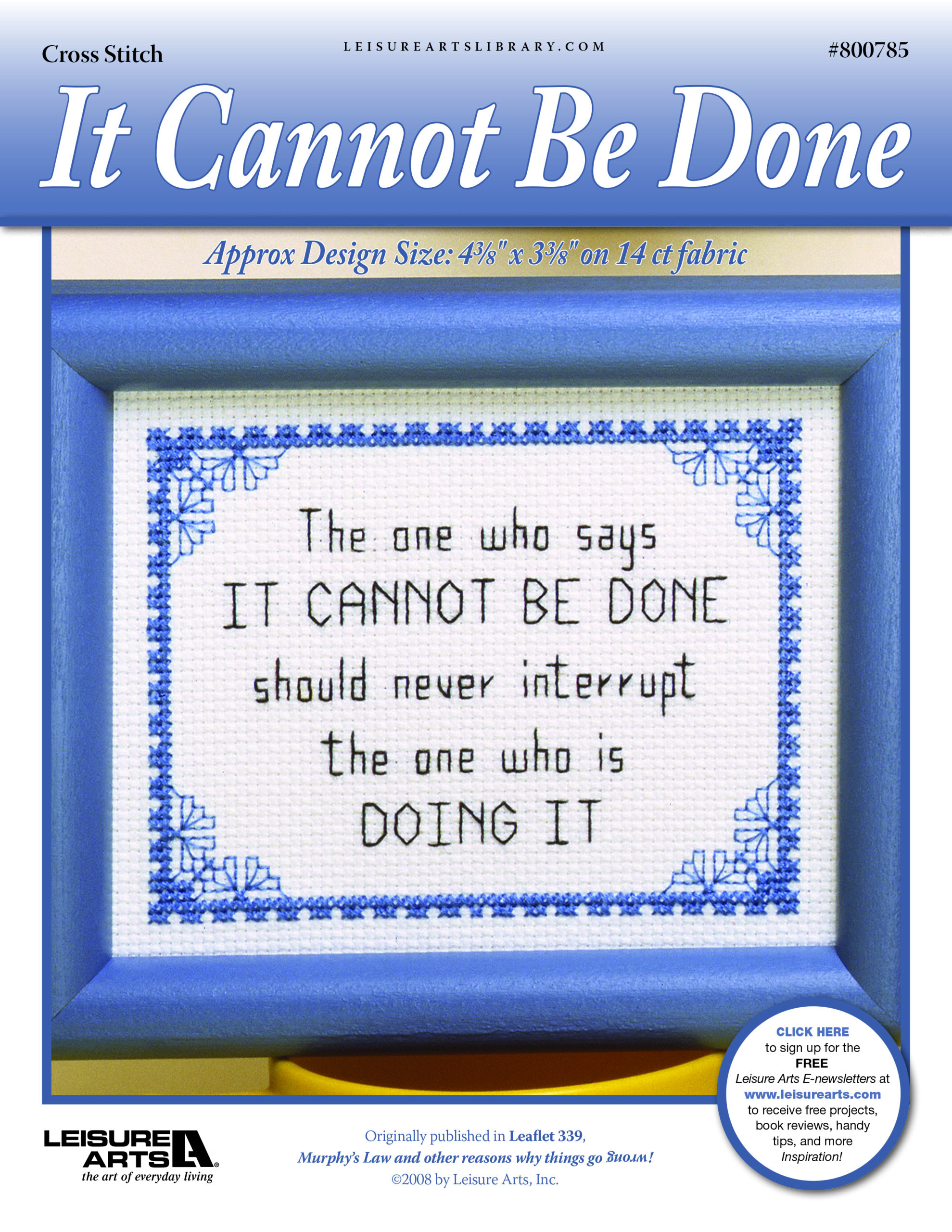 Leisure Arts Murphys Law It Cannot Be Done Cross Stitch ePattern