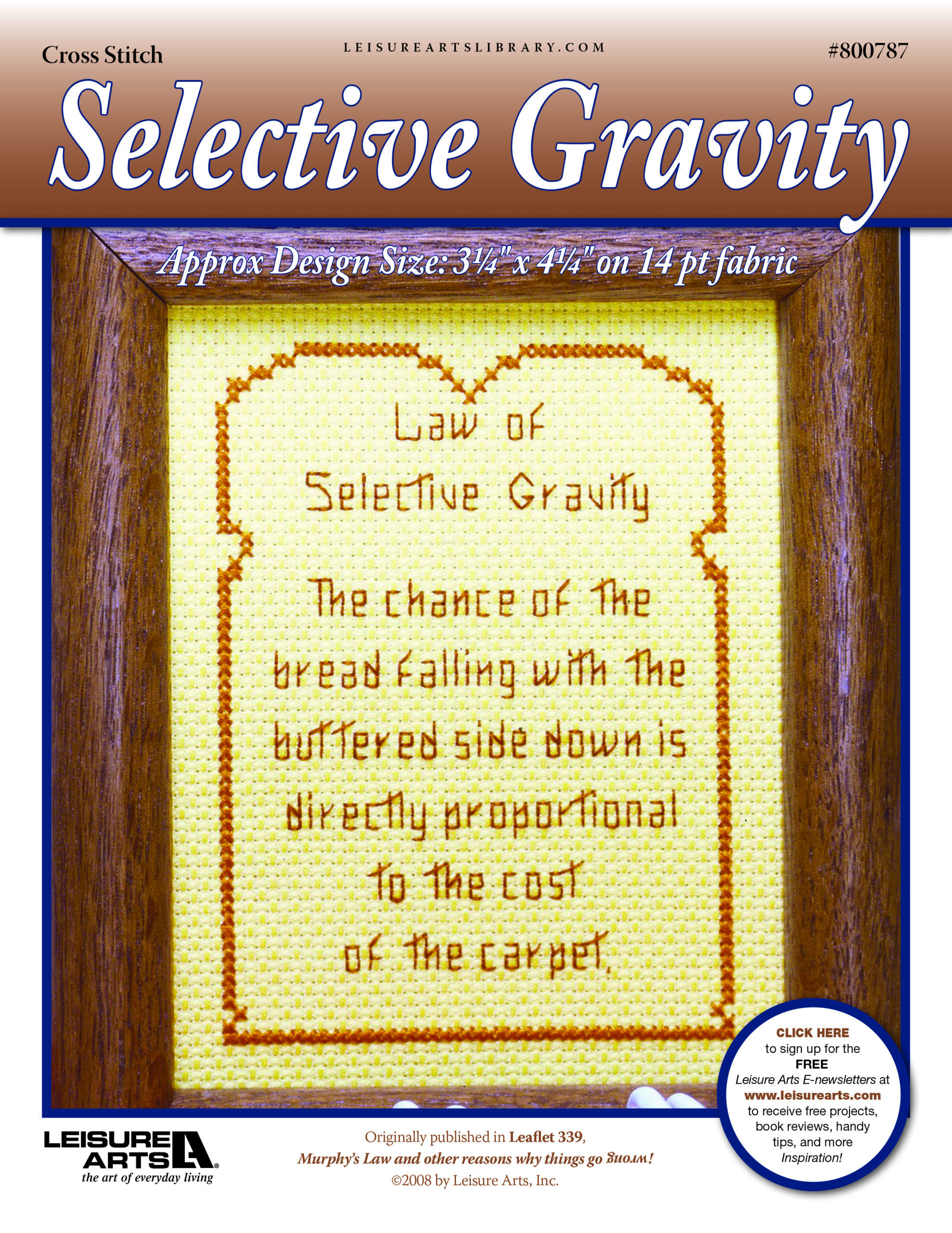Leisure Arts Murphys Law Selective Gravity Cross Stitch ePattern