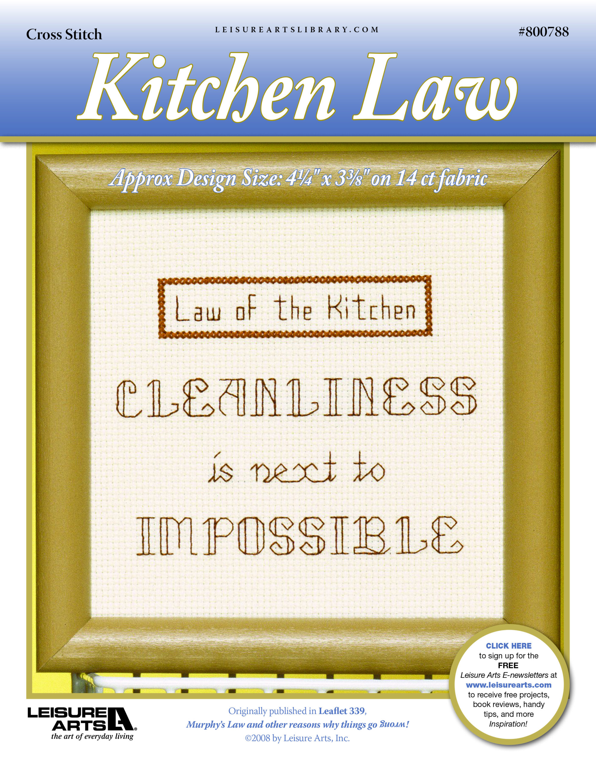 Leisure Arts Murphys Law Kitchen Law Cross Stitch ePattern