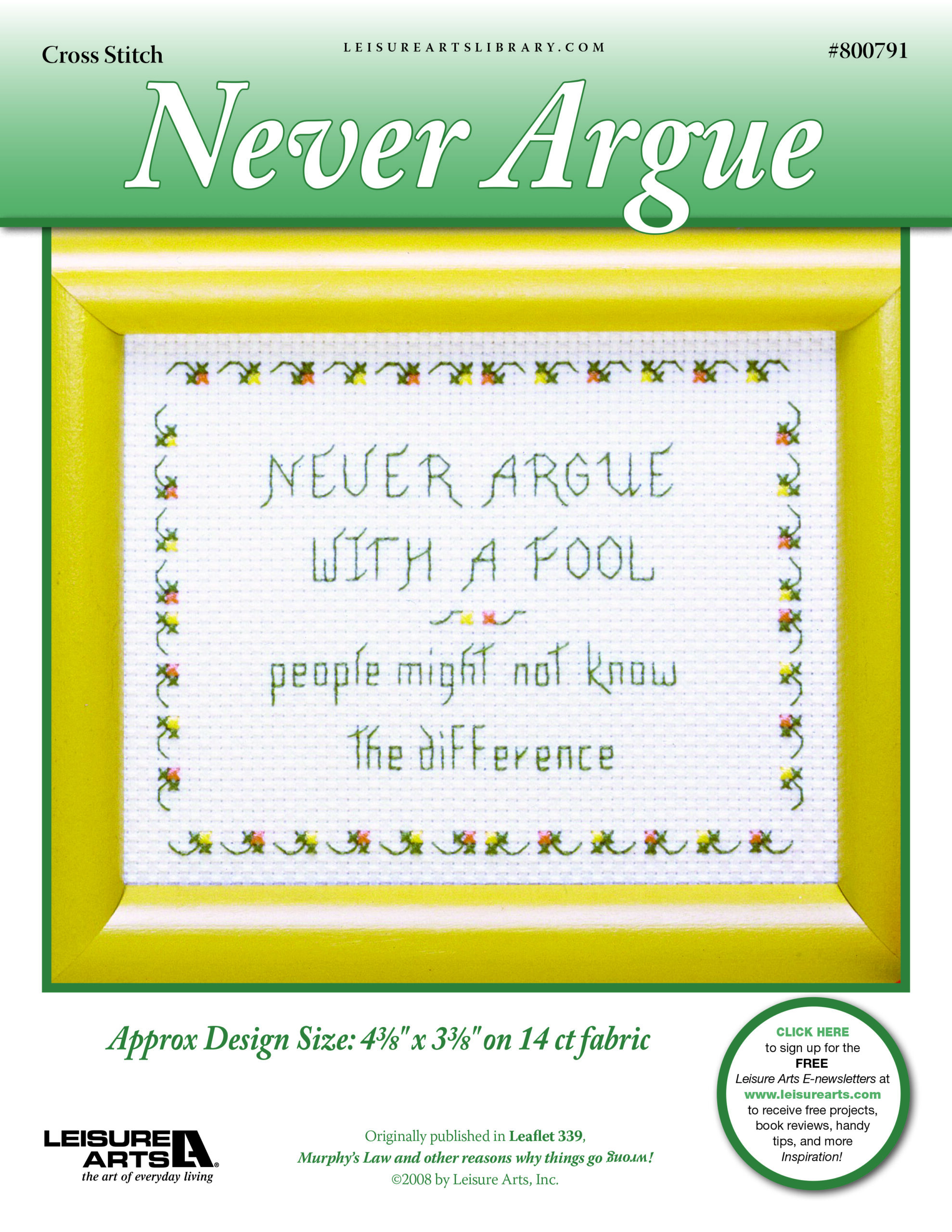 Leisure Arts Murphys Law Never Argue Cross Stitch ePattern