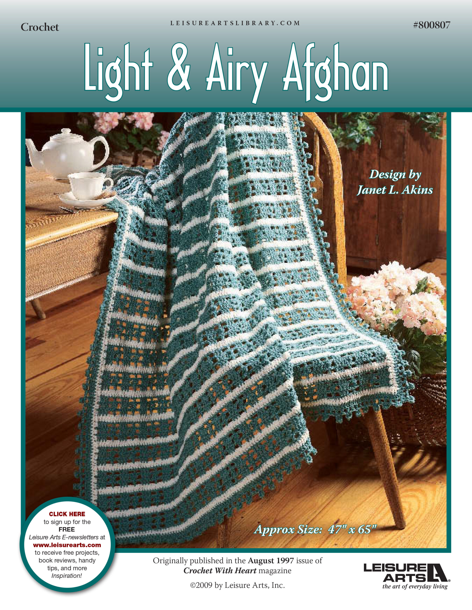 Leisure Arts Crochet with Heart Light Airy Afghan ePattern