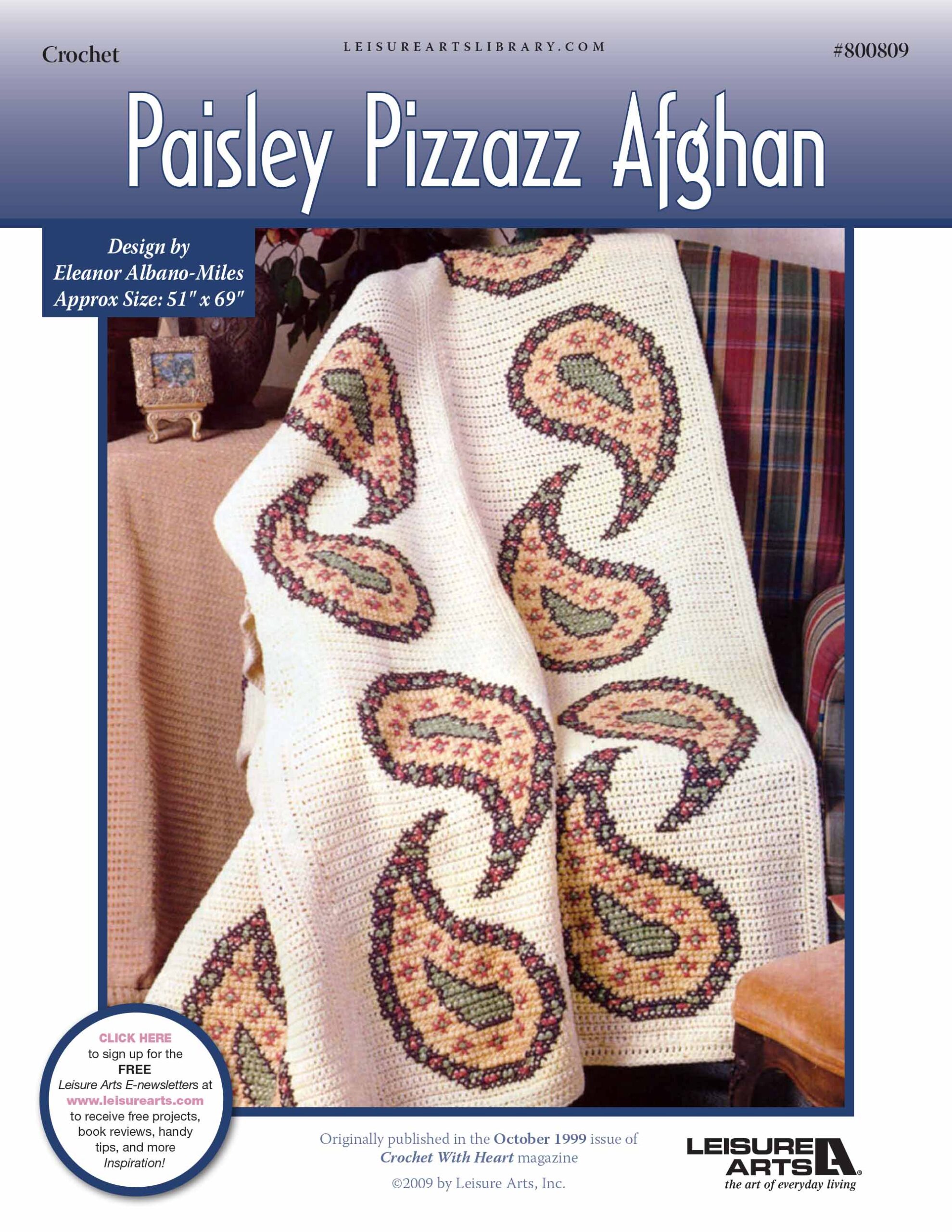 Leisure Arts Paisley Pizzazz Afghan Crochet ePattern