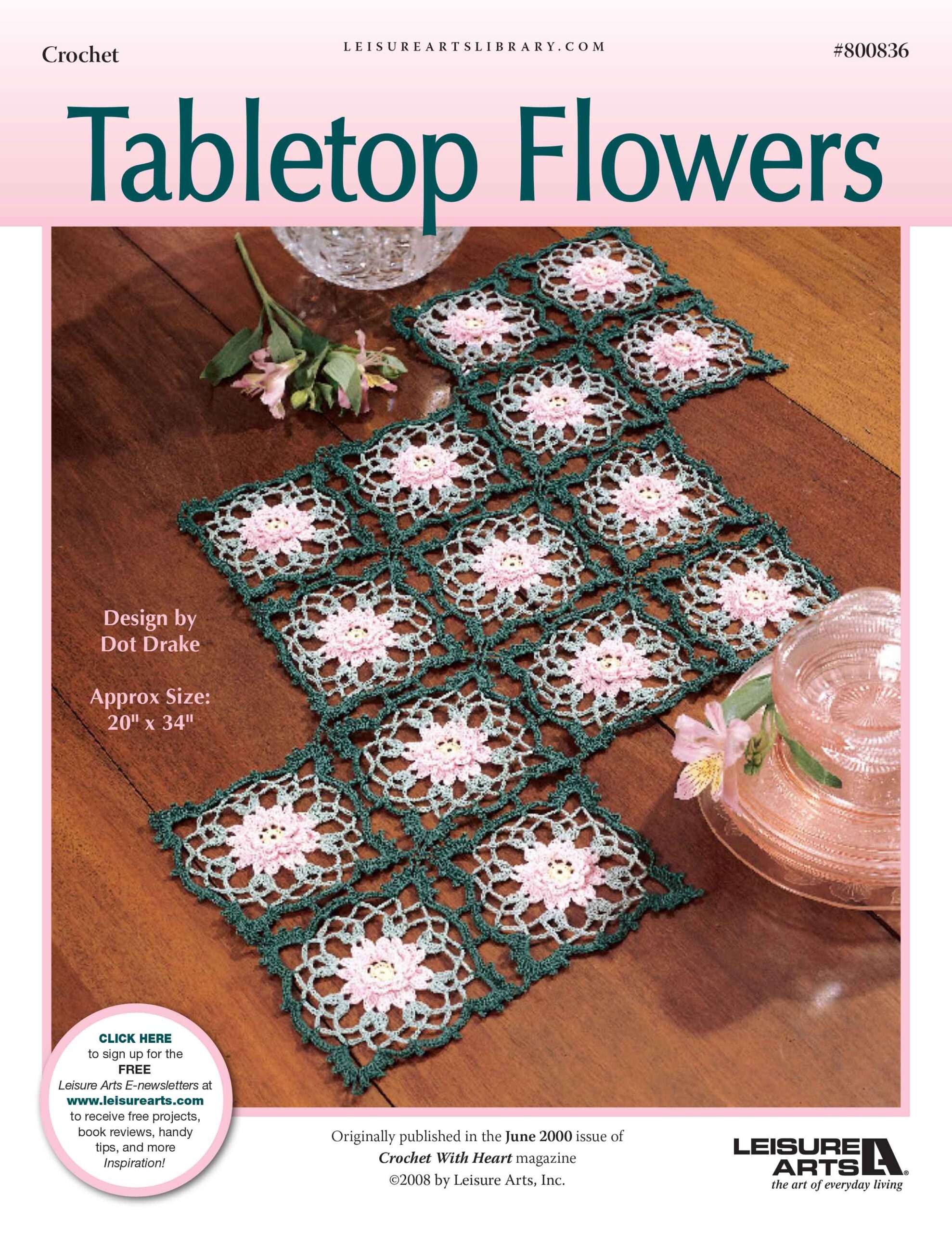 Leisure Arts Tabletop Flowers Table Runner Crochet ePattern