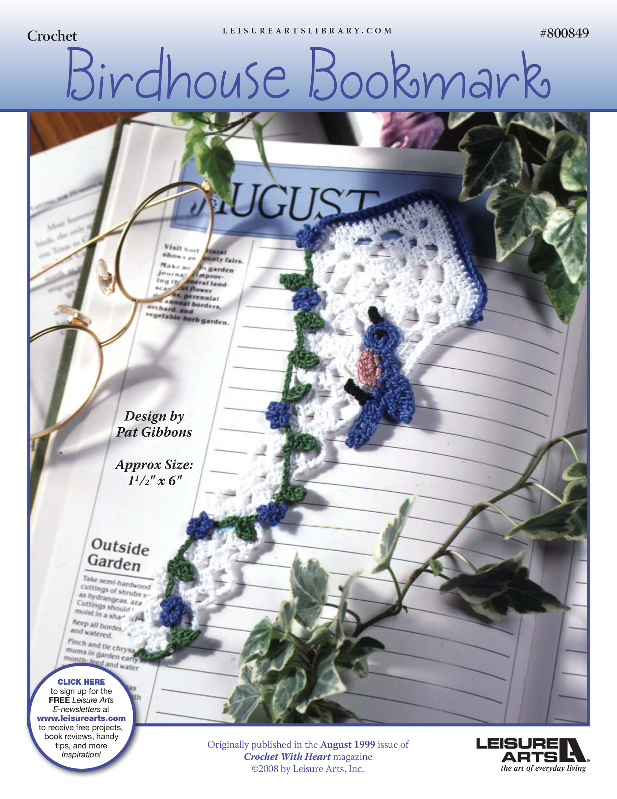 Leisure Arts Birdhouse Bookmark Crochet ePattern