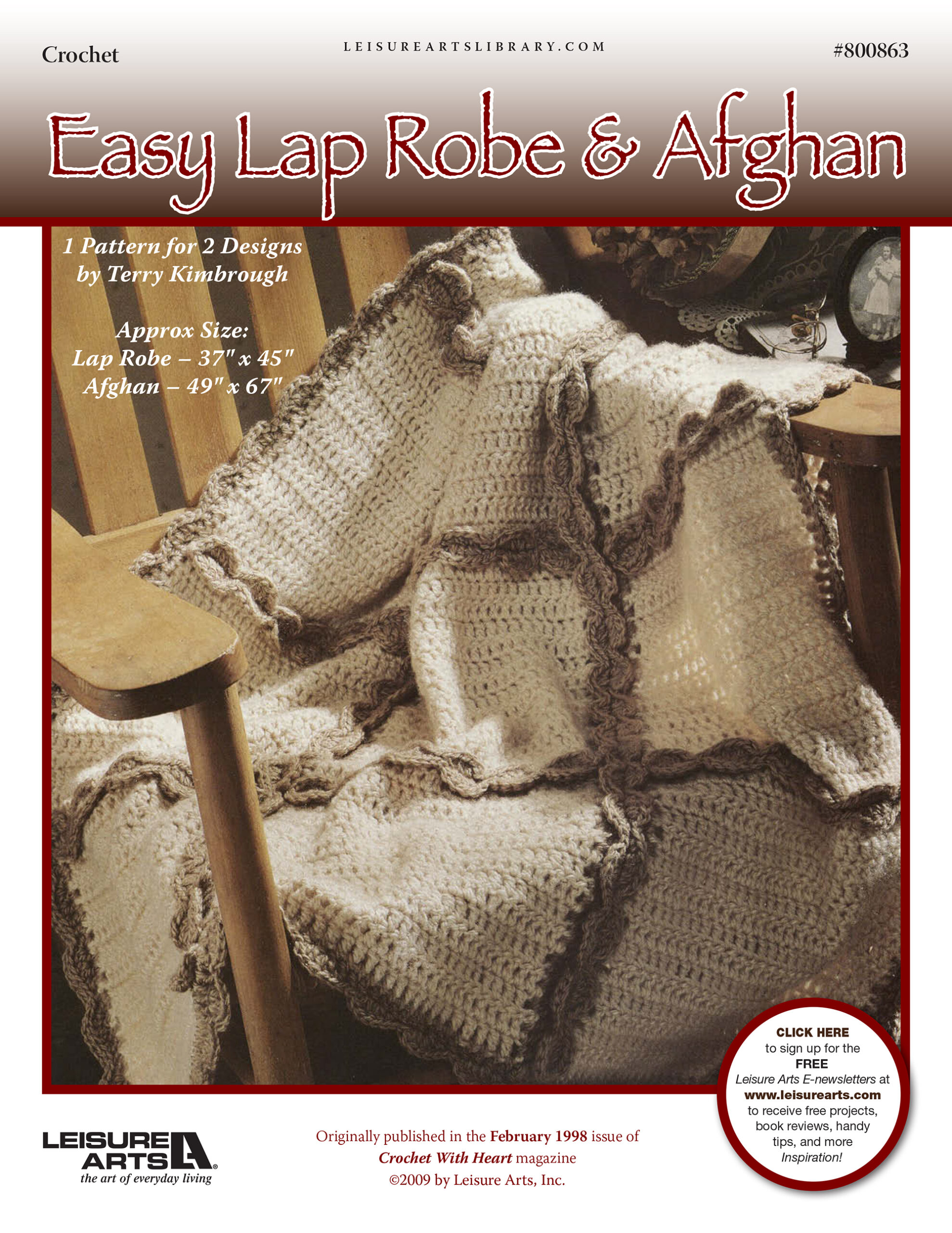 Leisure Arts Easy Lap Robe Afghan Crochet ePattern