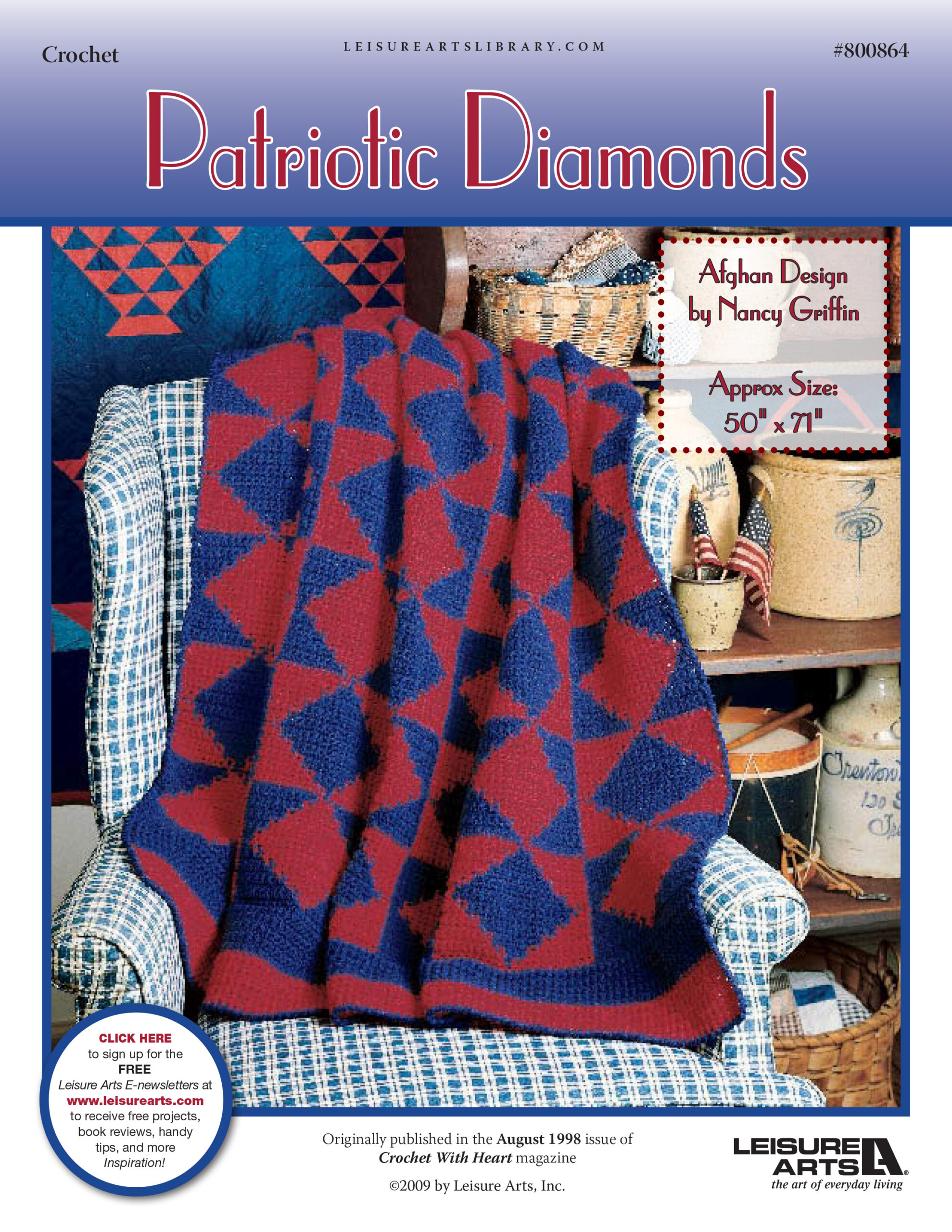 Leisure Arts Crochet with Heart Patriotic Diamond Afghan ePattern