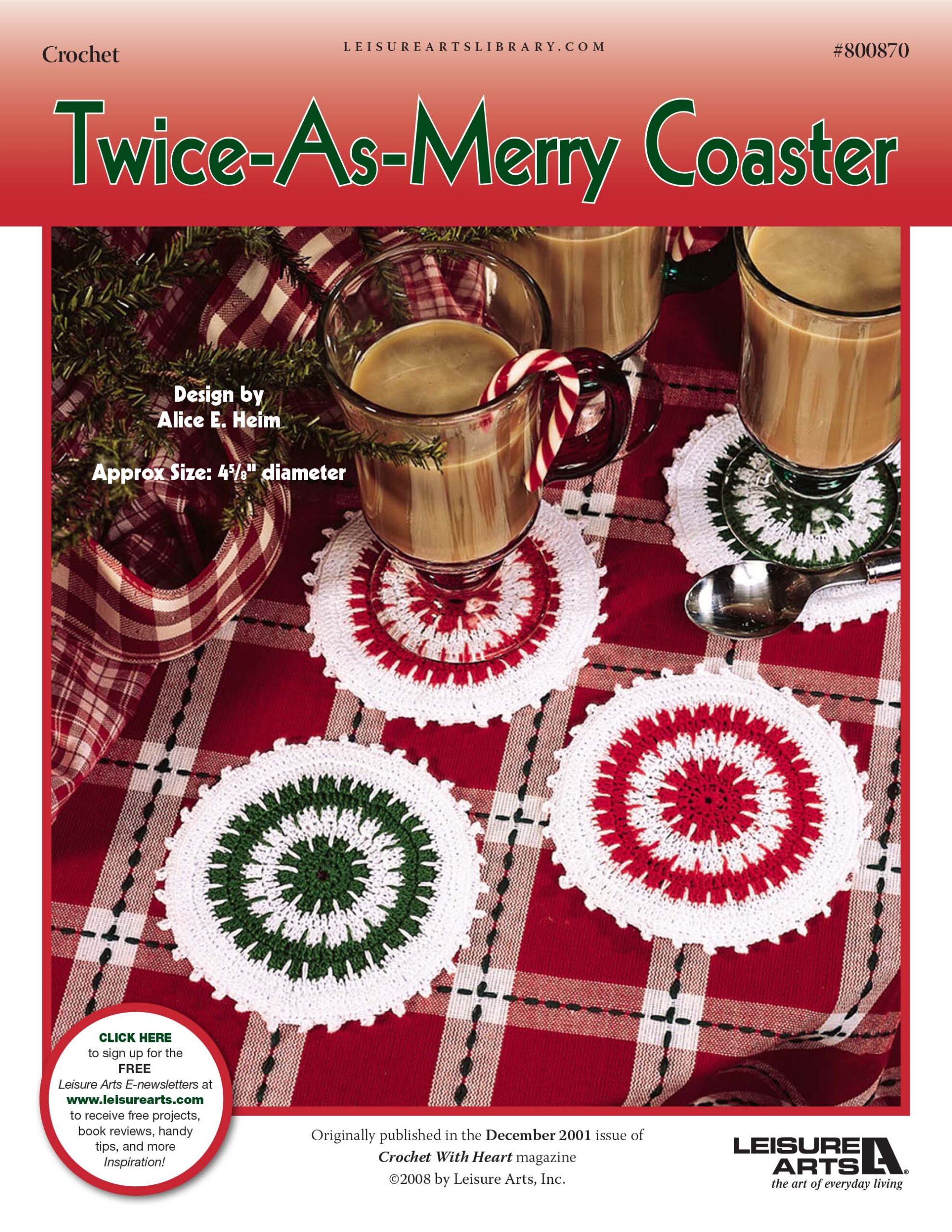 Leisure Arts TwiceAsMerry Coaster Crochet ePattern