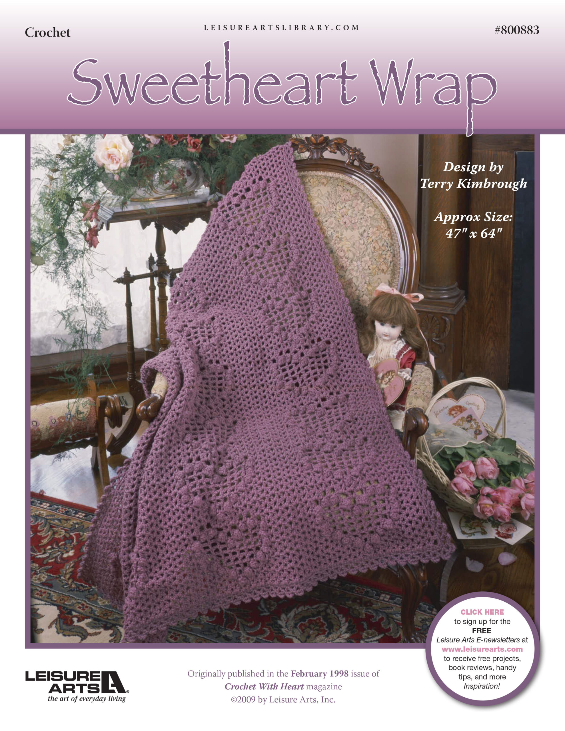 Leisure Arts Crochet with Heart Sweetheart Wrap ePattern