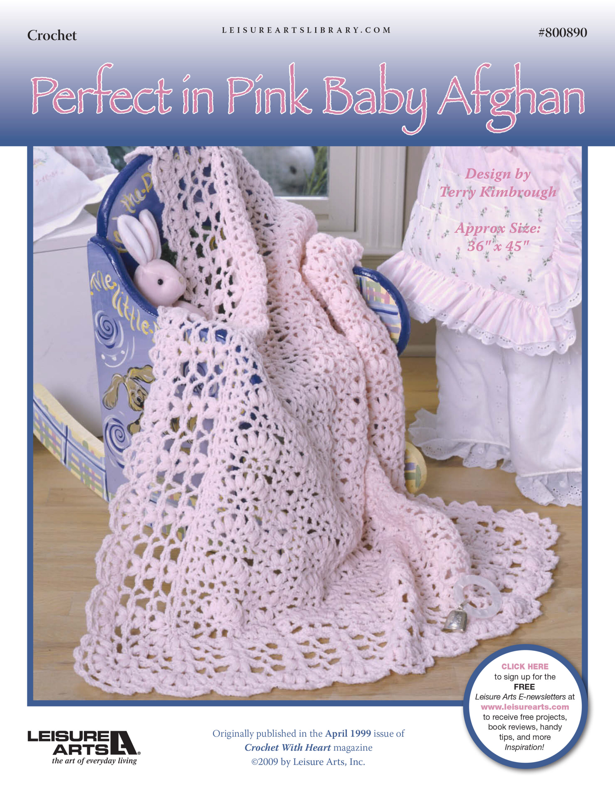 Leisure Arts Perfect in Pink Baby Afghan Crochet ePattern