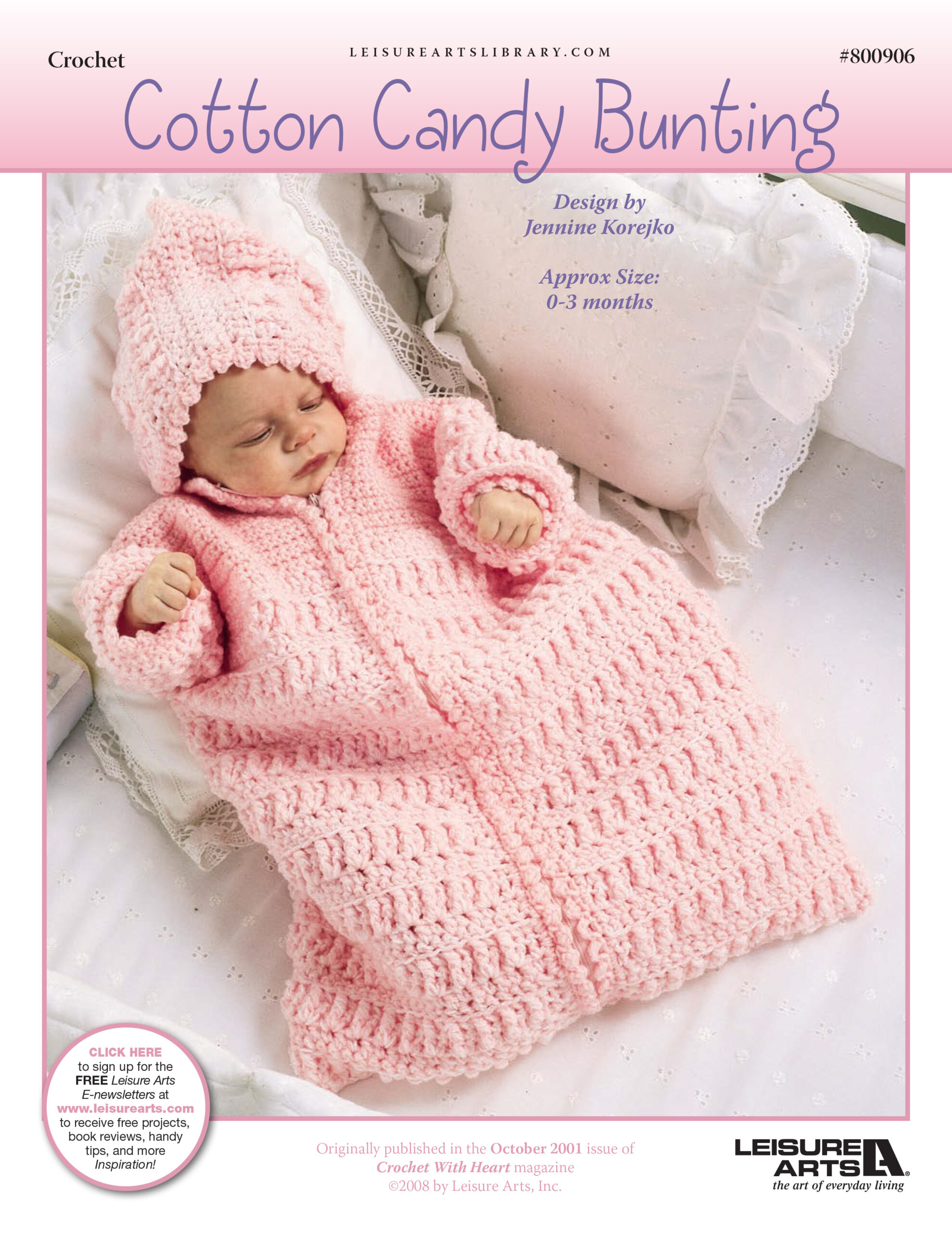 Leisure Arts Cotton Candy Baby Bunting Crochet ePattern