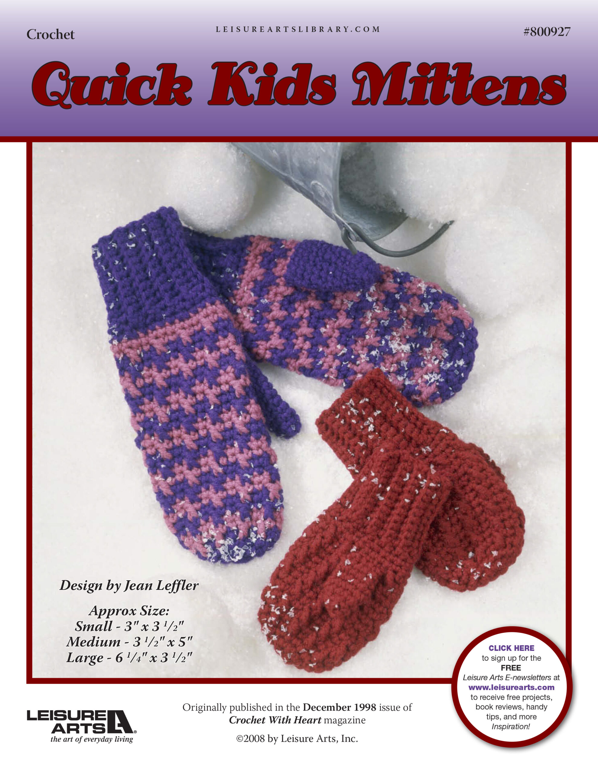Leisure Arts Quick Mittens Crochet ePattern