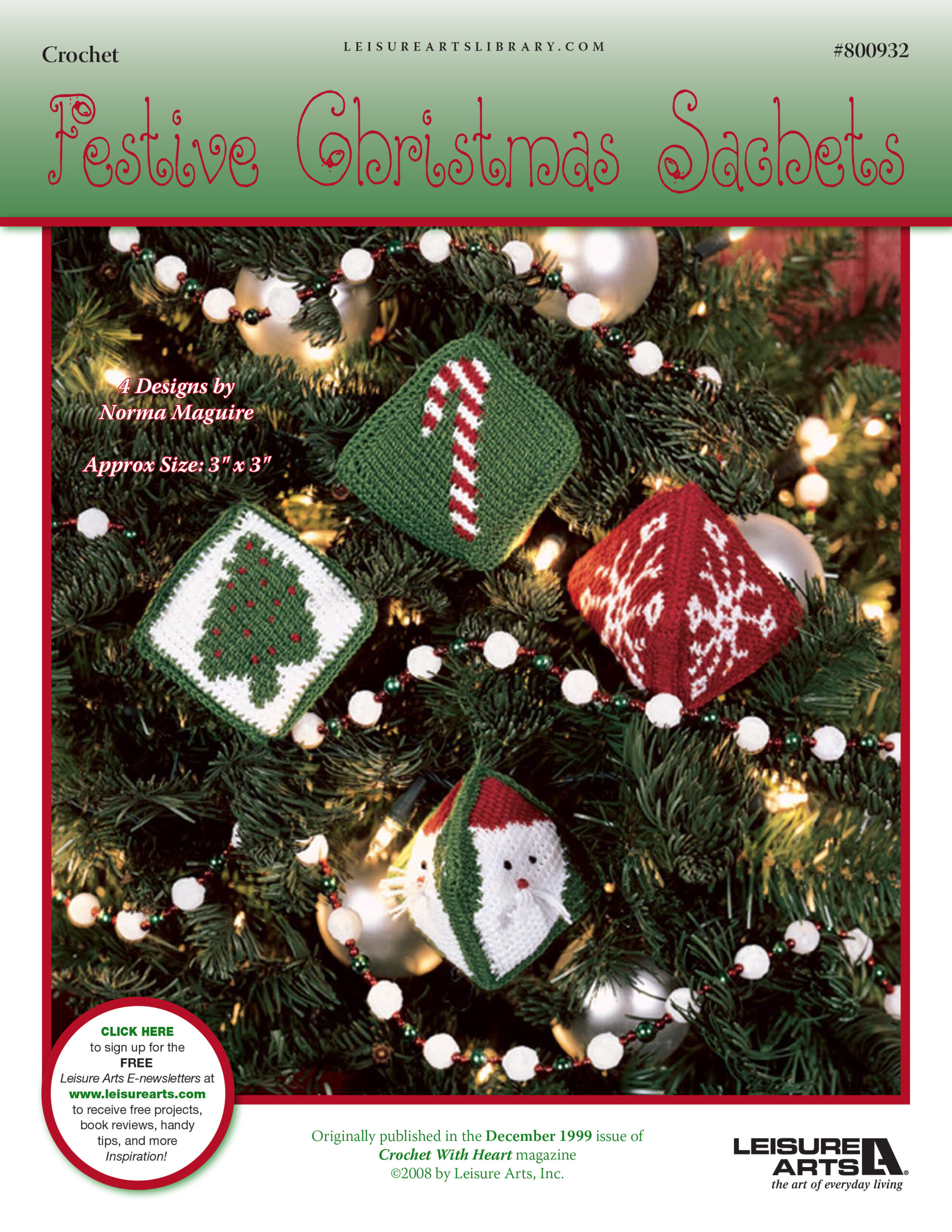 Leisure Arts Festive Christmas Sachets Crochet ePattern