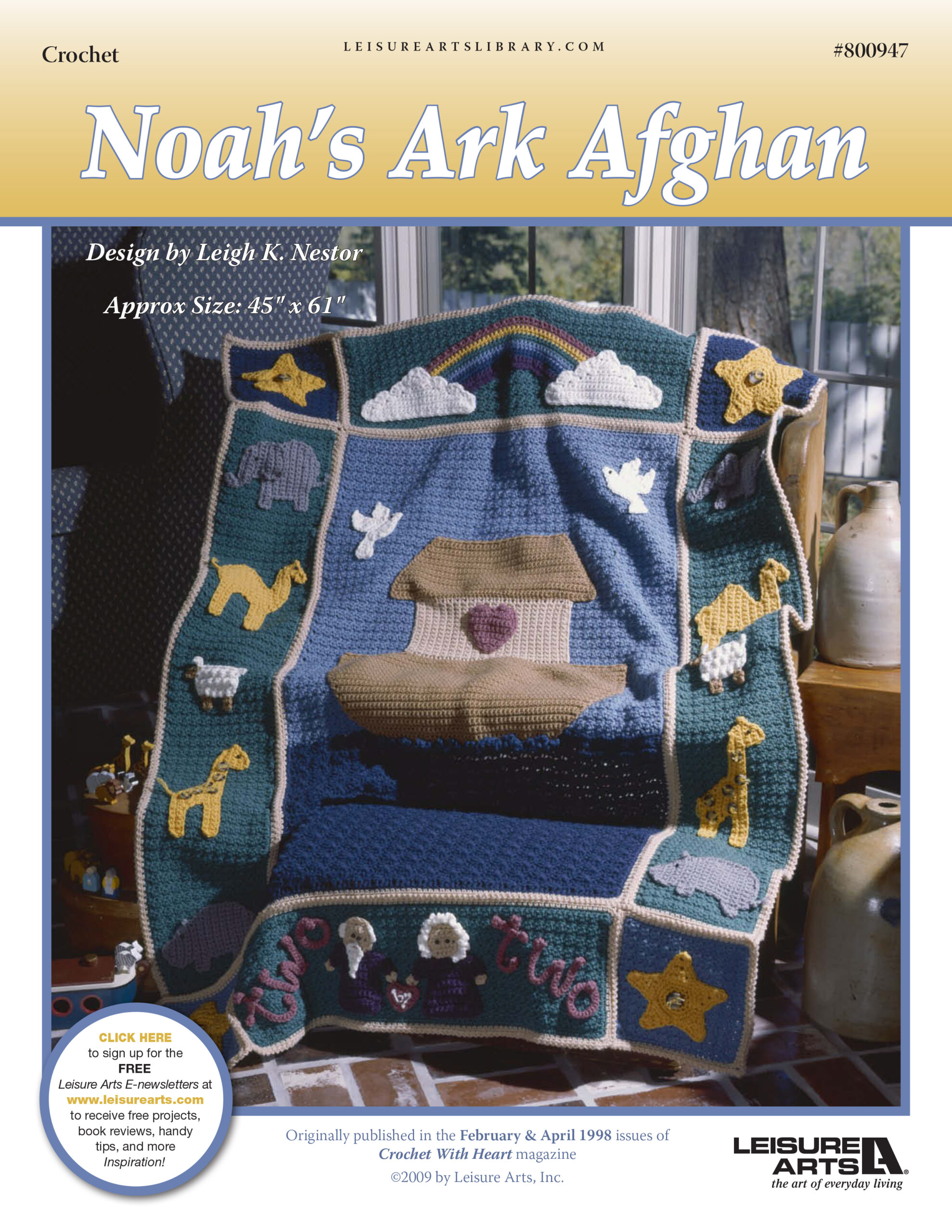 Leisure Arts Noahs Ark Afghan Crochet ePattern