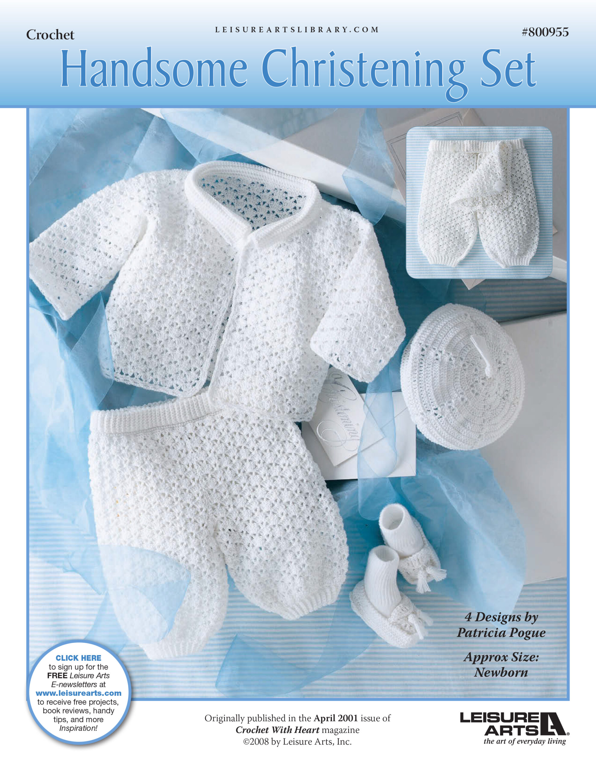 Leisure Arts Handsome Christening Set Crochet ePattern