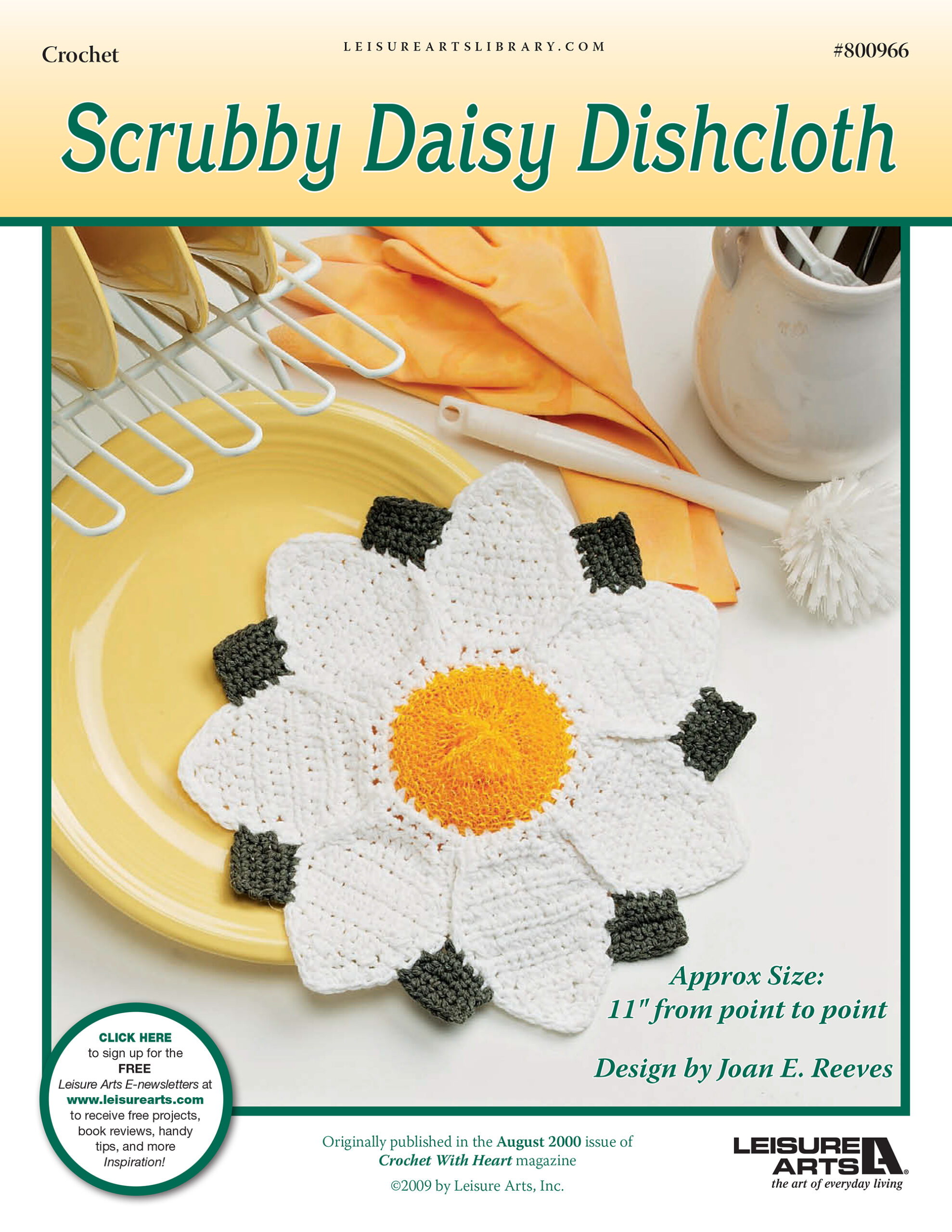 Leisure Arts Scrubby Daisy Dishcloth Crochet ePattern