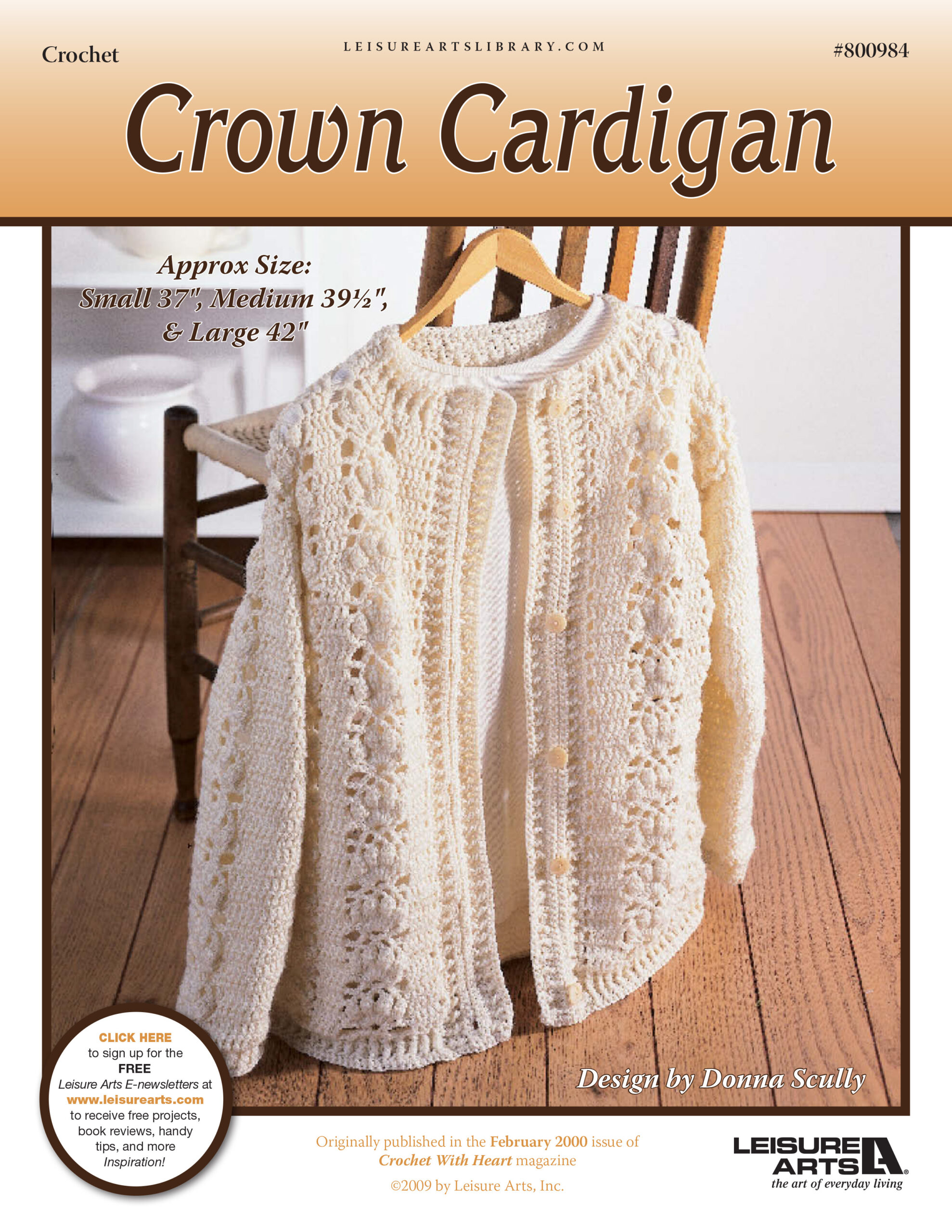 Leisure Arts Crown Cardigan Crochet ePattern