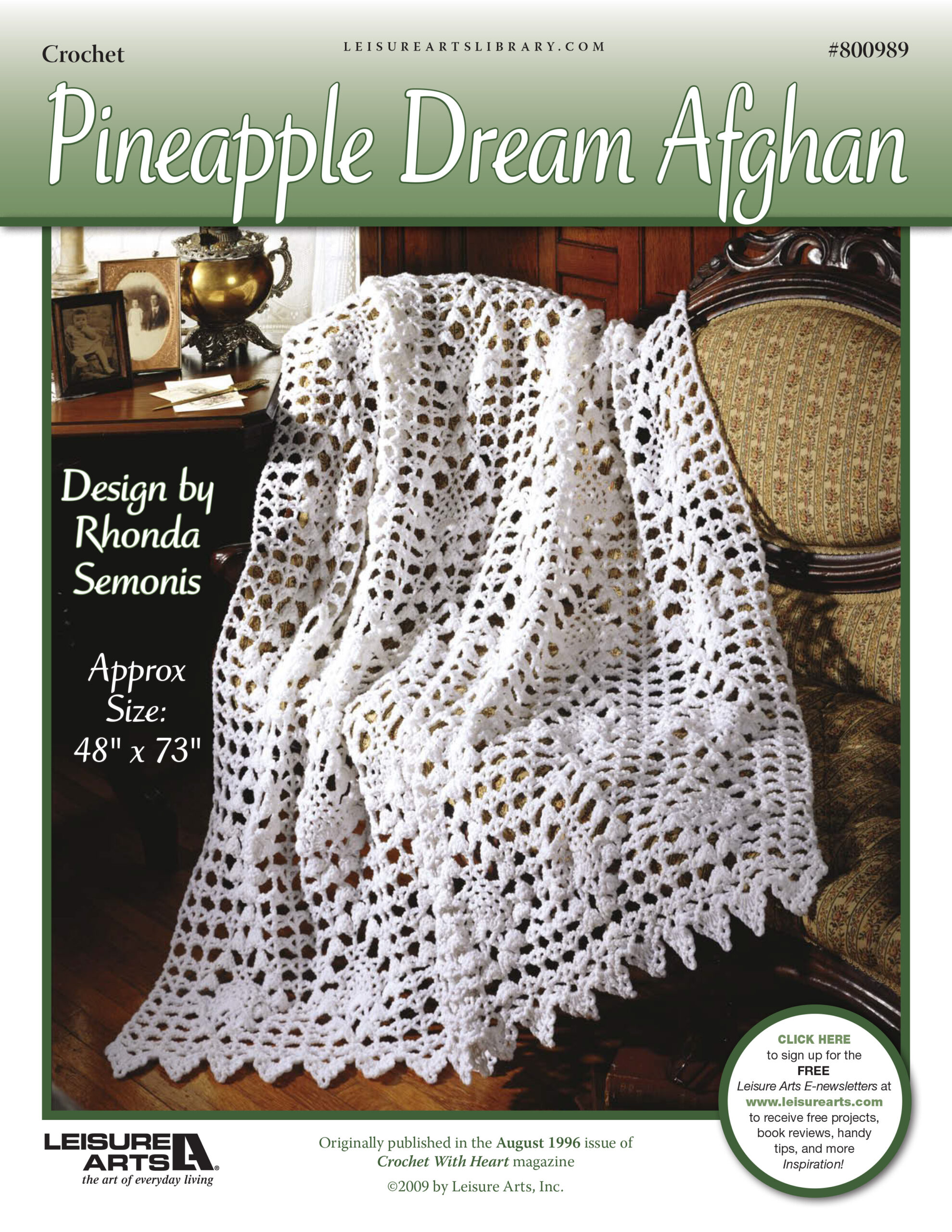 Leisure Arts Crochet with Heart Pineapple Dream Afghan ePattern