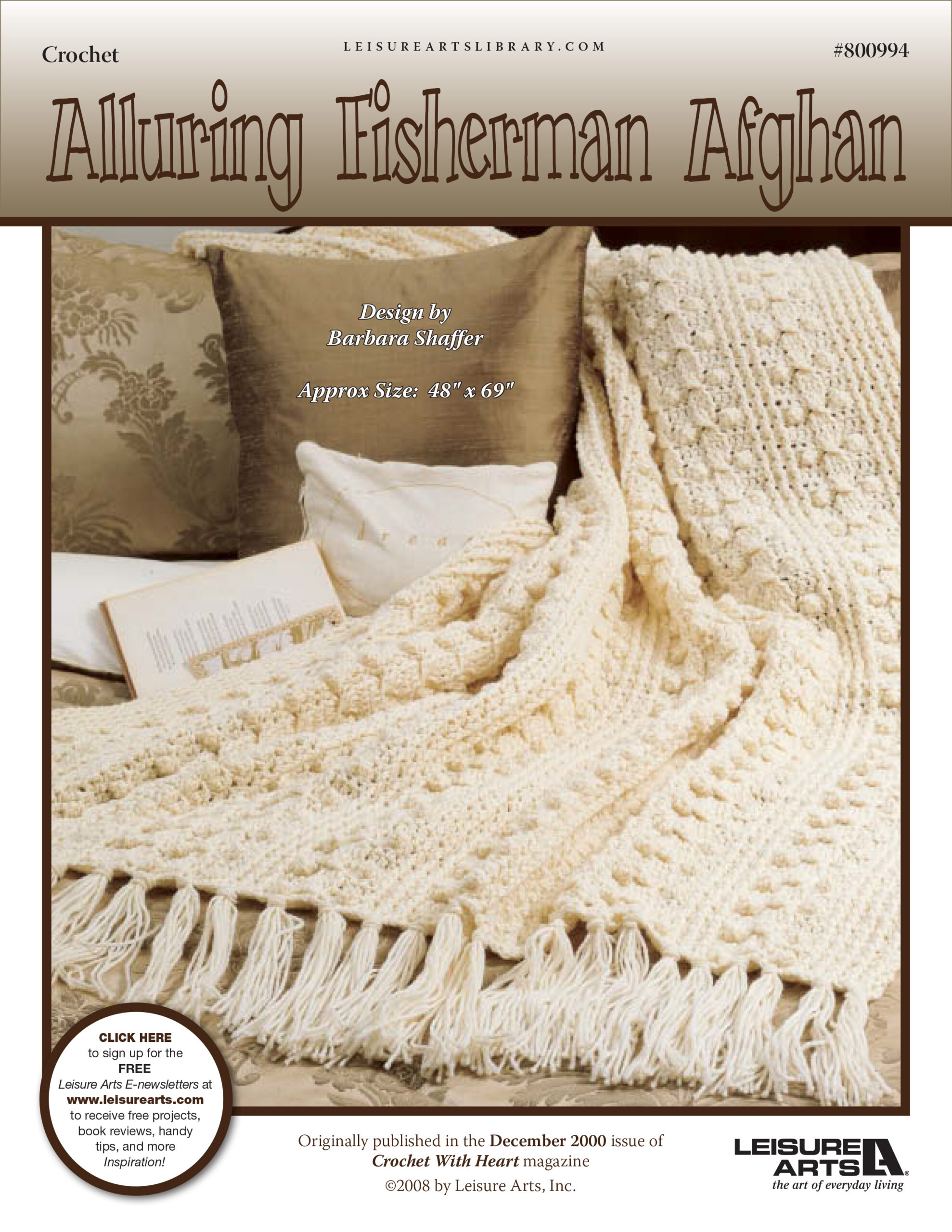 Leisure Arts Alluring Fisherman Afghan Crochet ePattern