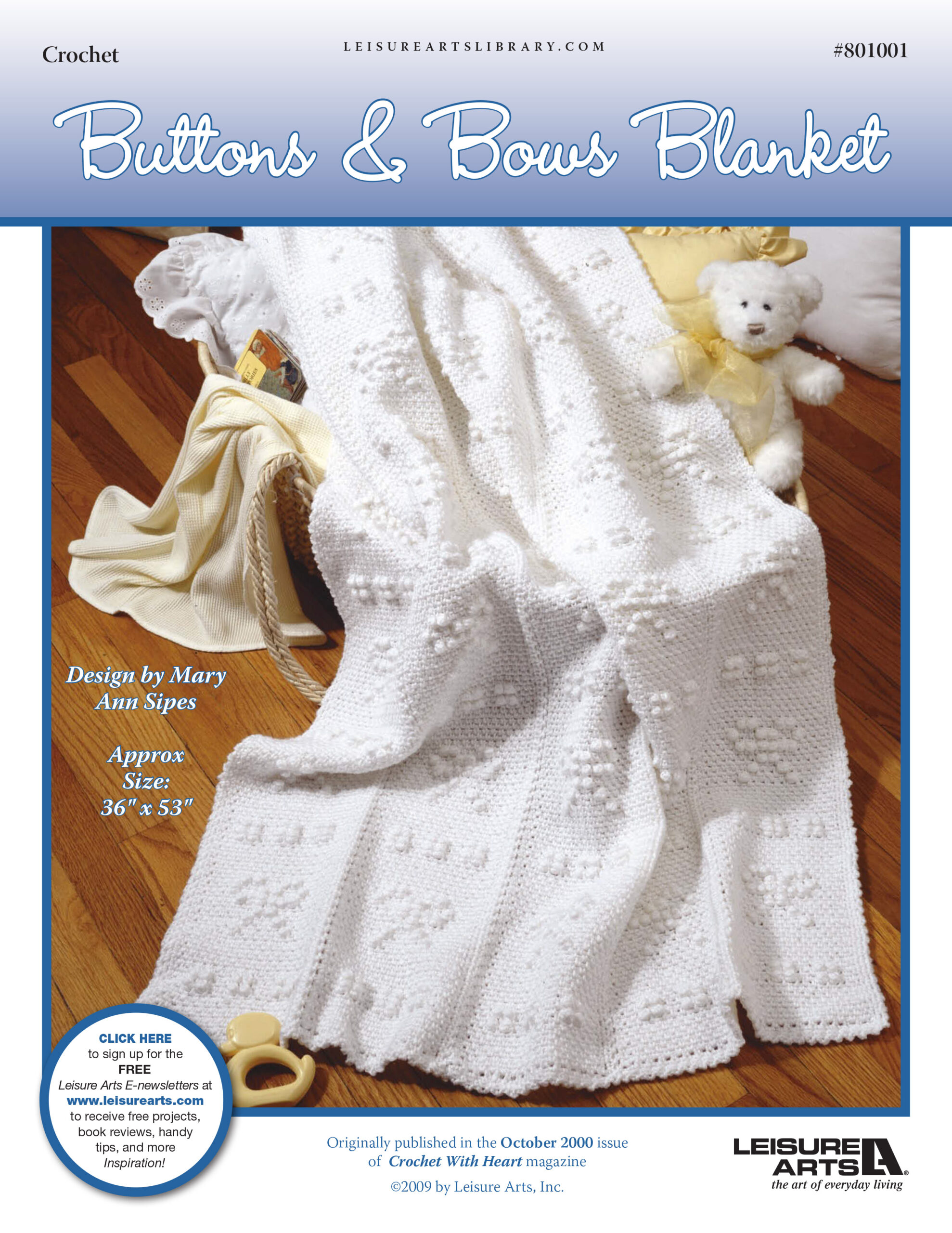 Leisure Arts Buttons Bows Blanket Crochet ePattern