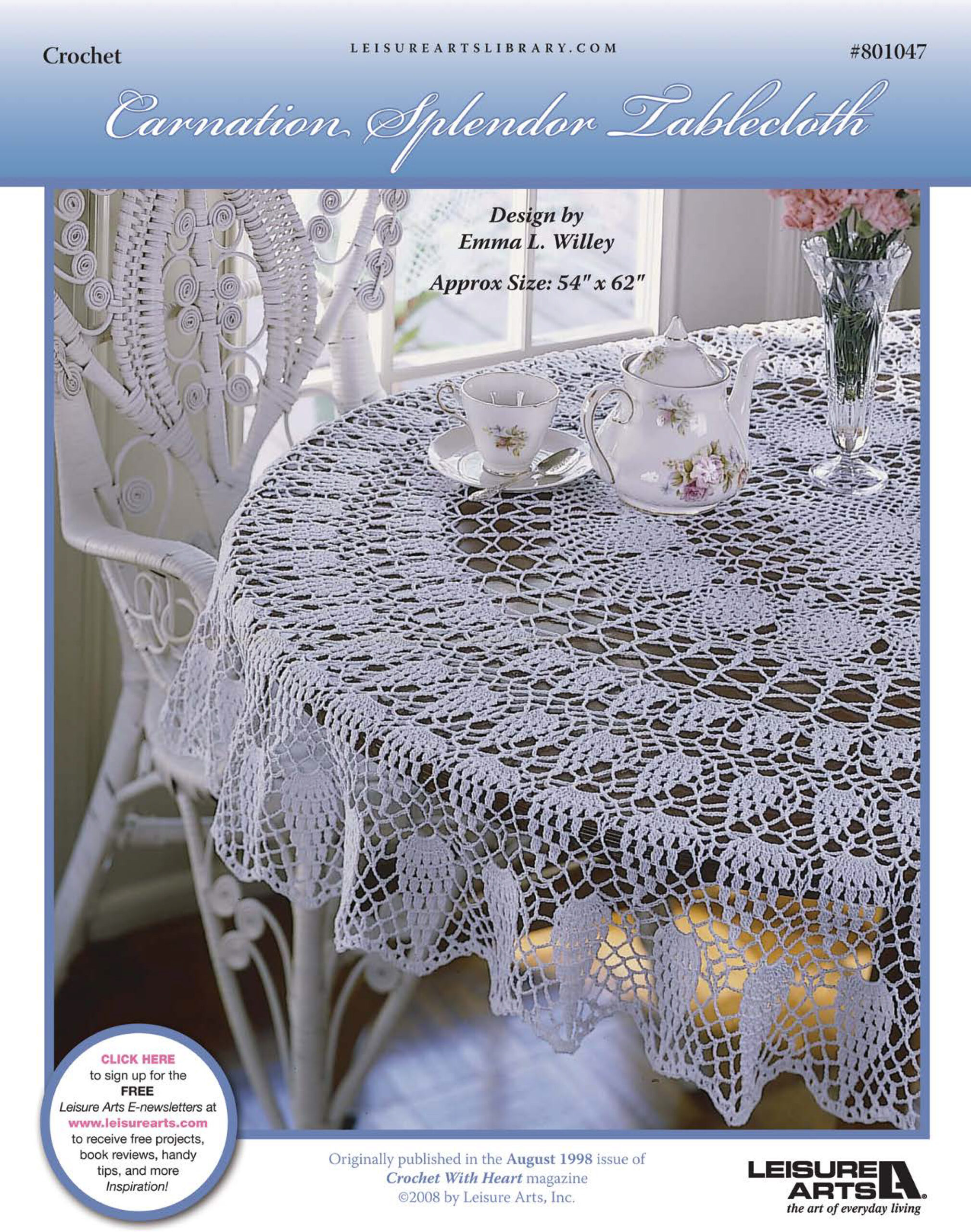 Leisure Arts Carnation Splendor Tablecloth Crochet ePattern