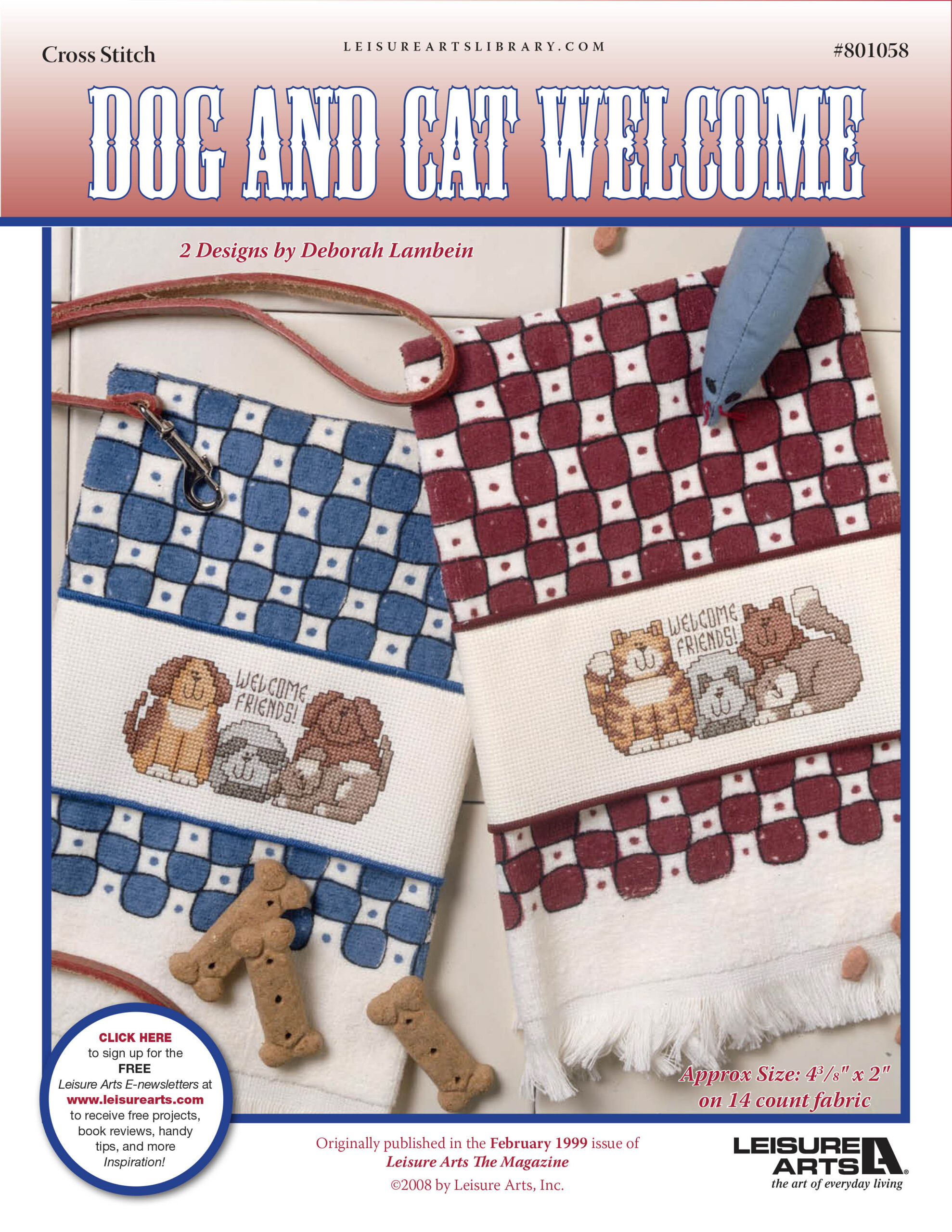Leisure Arts Dog And Cat Welcome Towels Cross Stitch ePattern