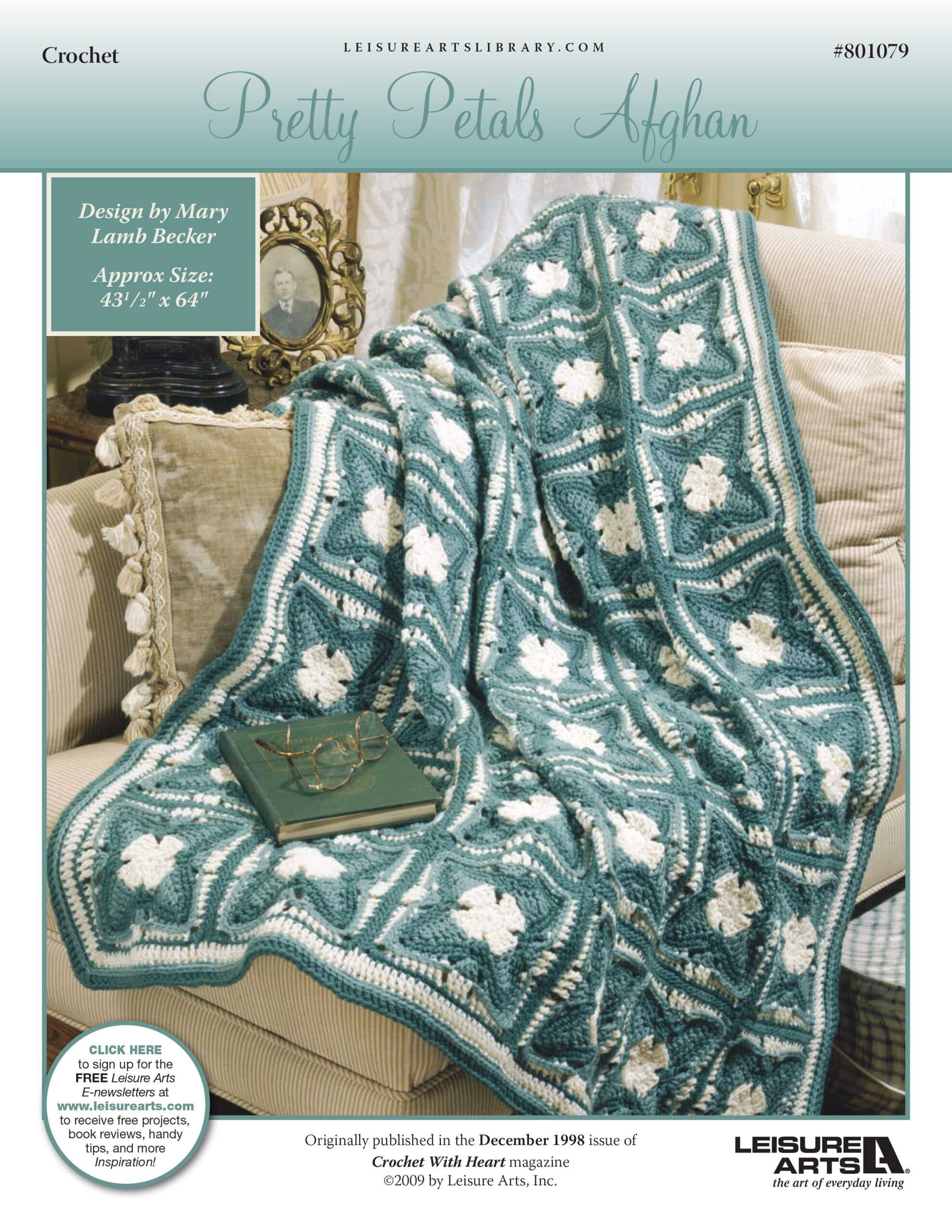 Leisure Arts Crochet with Heart Pretty Petals Afghan ePattern