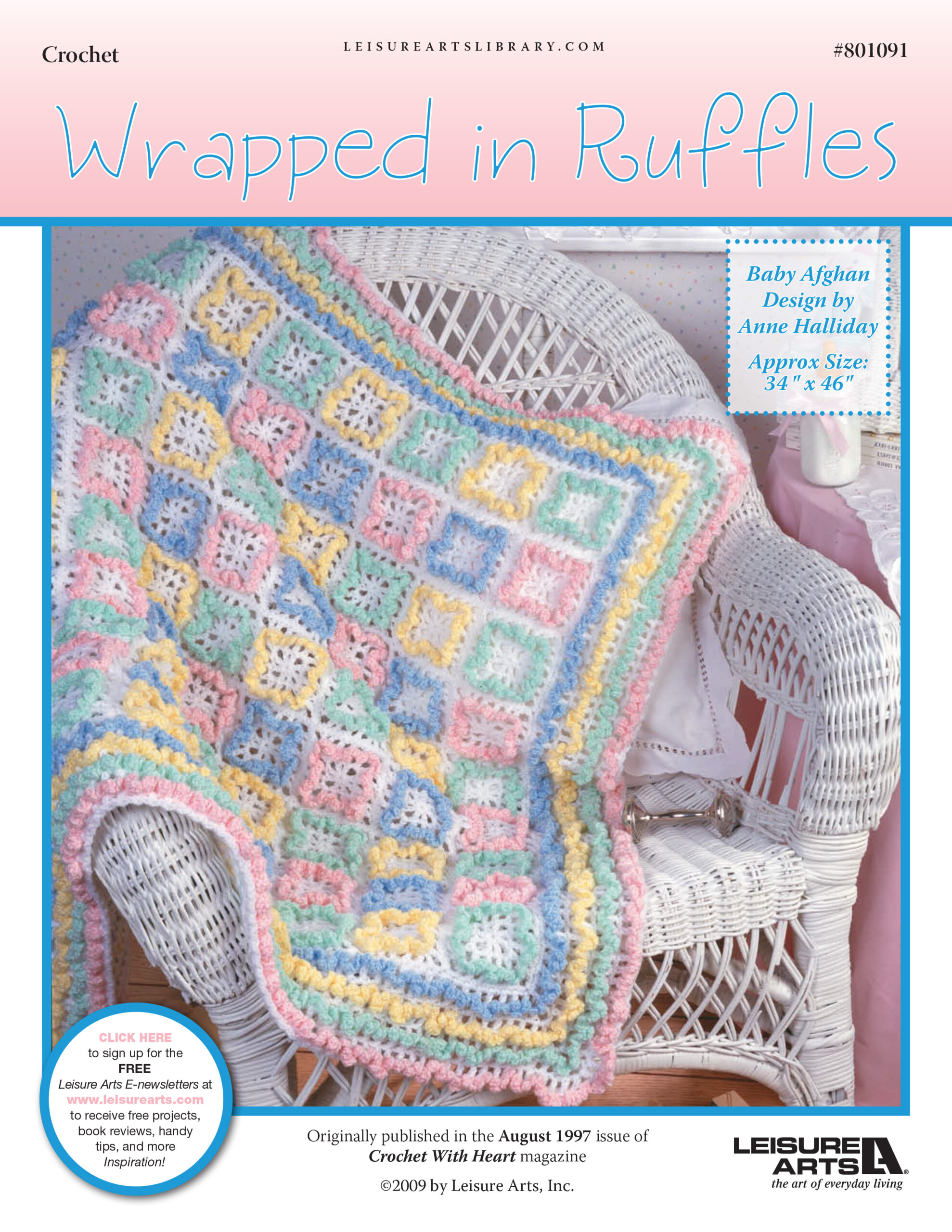 Leisure Arts Crochet with Heart Wrapped in Ruffles Afghan ePattern