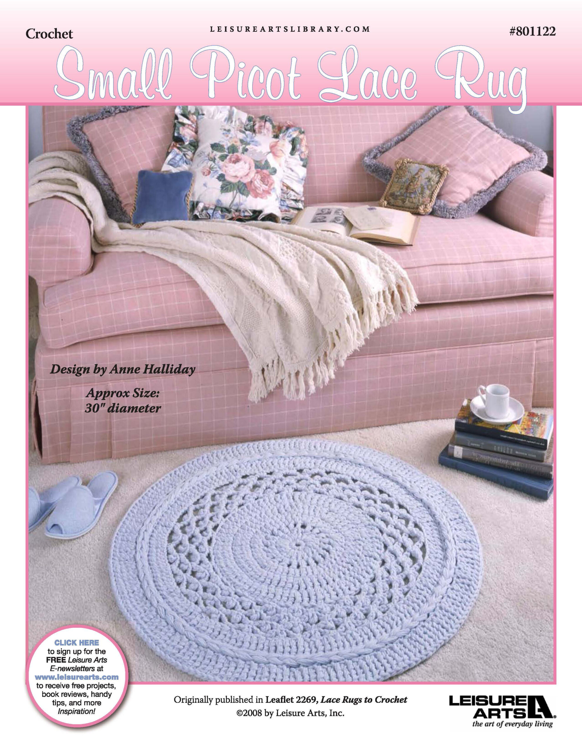 Leisure Arts Small Picot Lace Rug Crochet ePattern