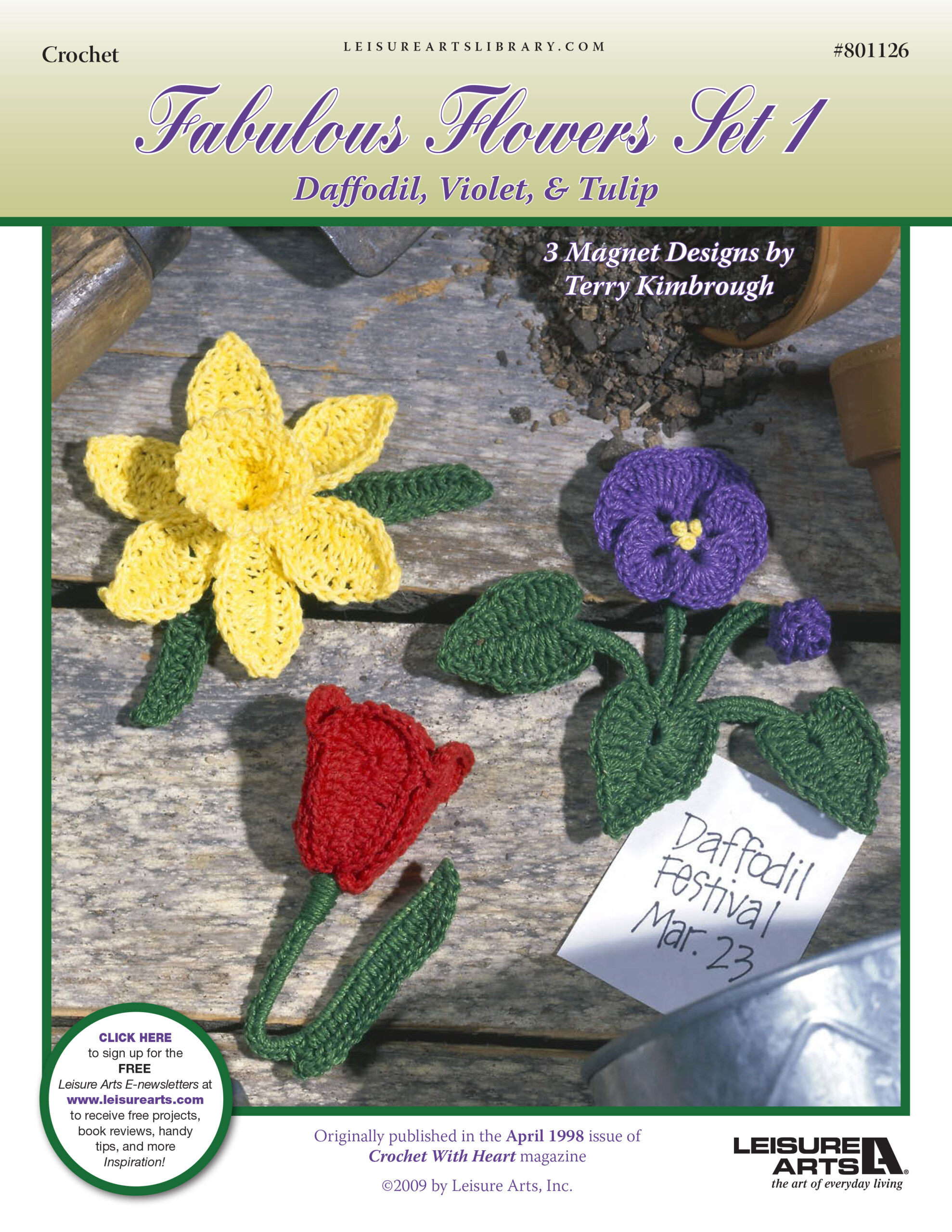 Leisure Arts Fabulous Flowers Magnet Set 1 Crochet ePattern