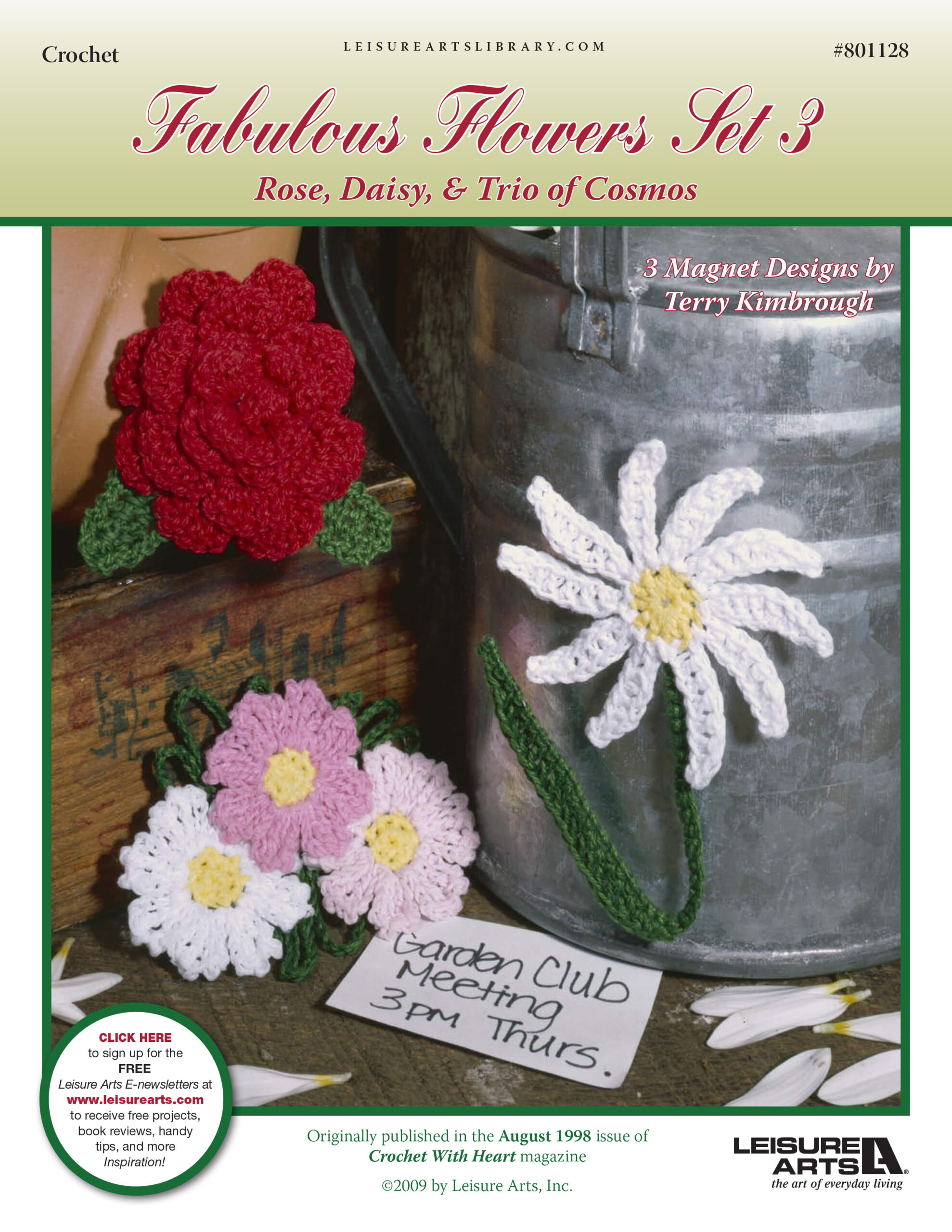 Leisure Arts Fabulous Flowers Magnet Set 3 Crochet ePattern