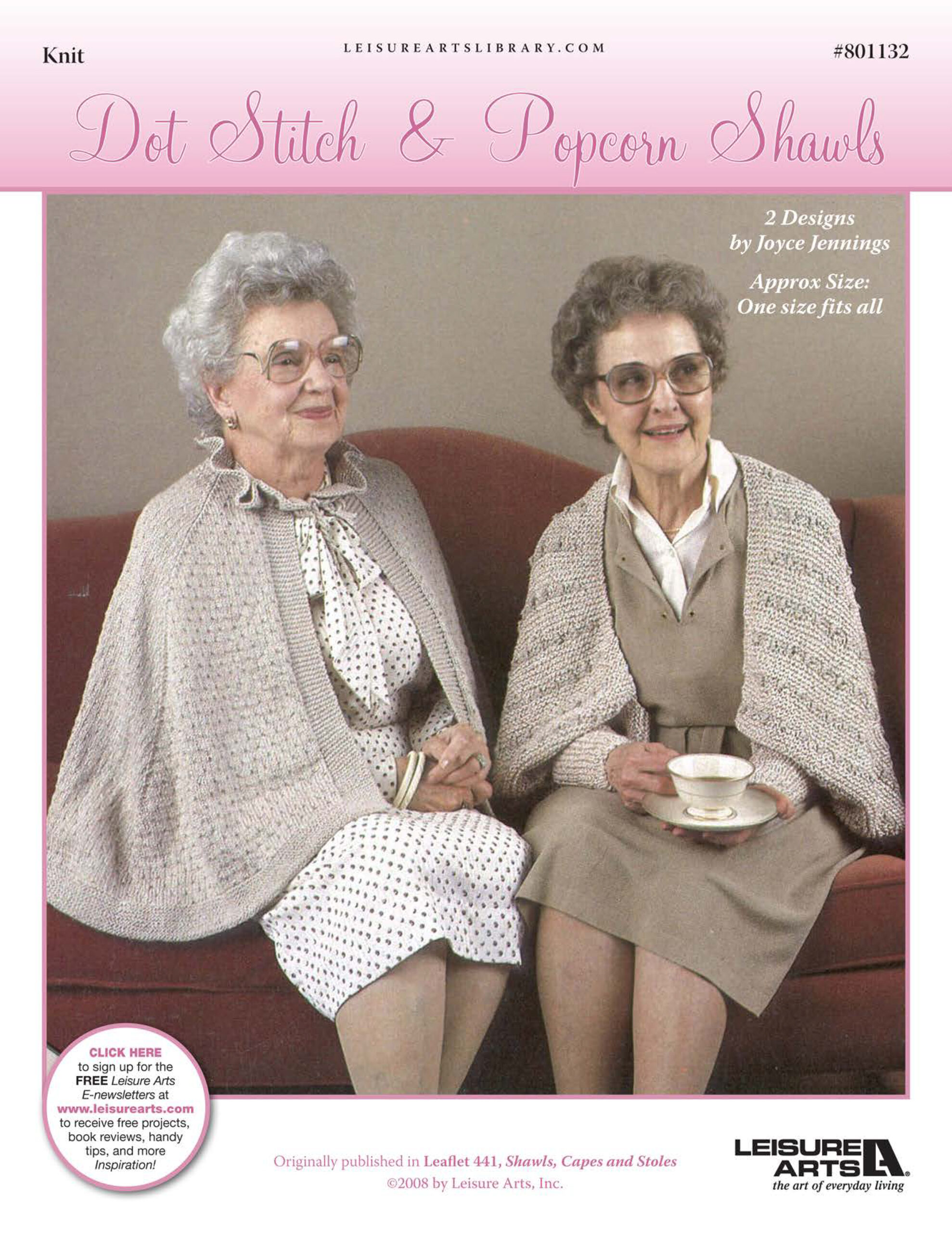 Leisure Arts Dot Stitch And Popcorn Wraps Knit ePattern