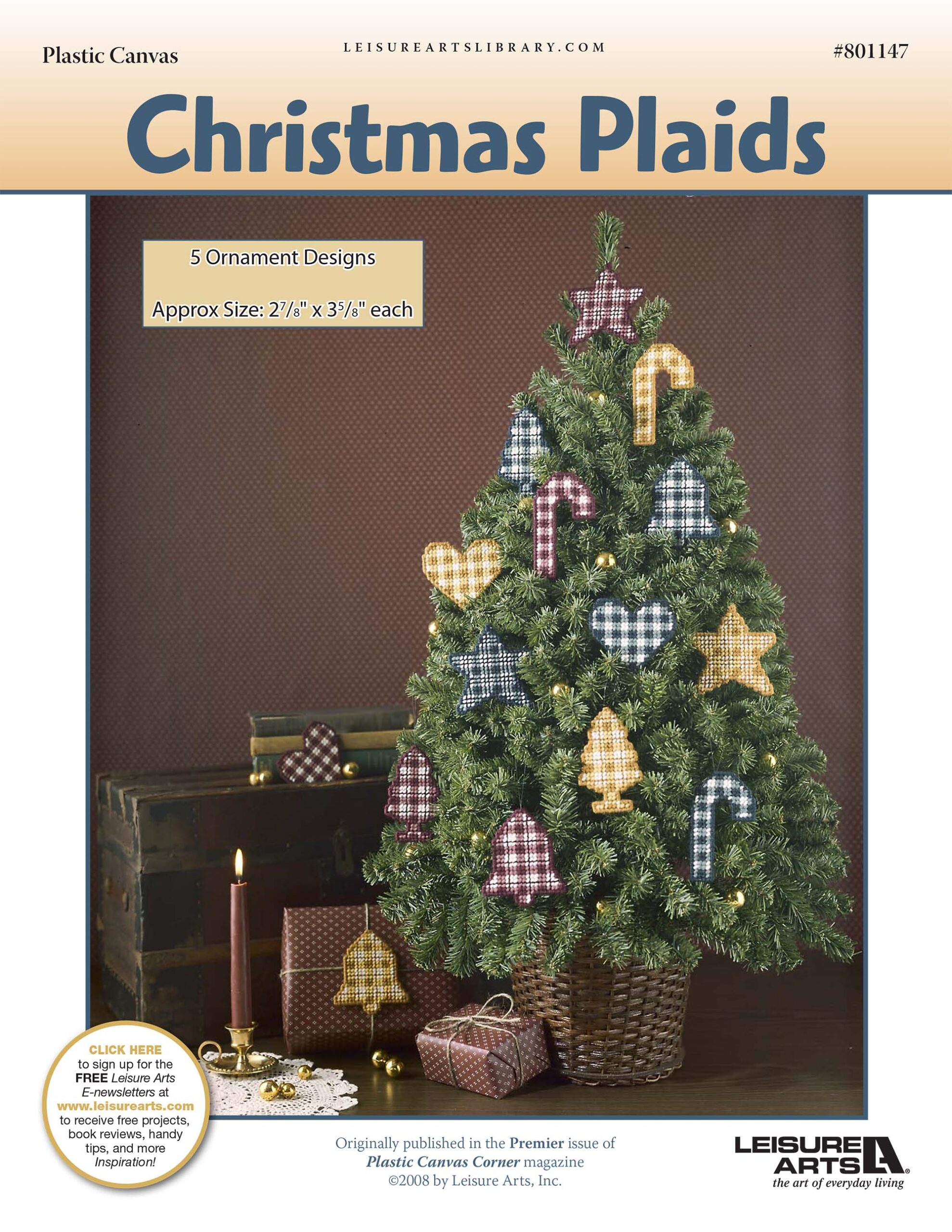 Leisure Arts Christmas Plaid Ornaments Plastic Canvas ePattern