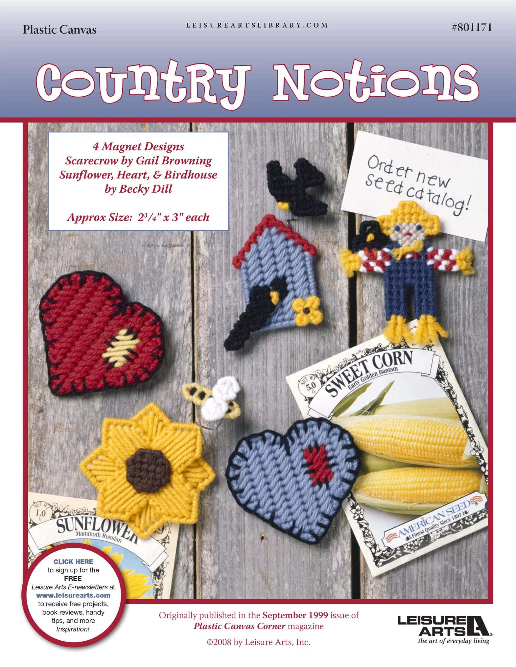 Leisure Arts Country Notions Magnets Plastic Canvas ePattern