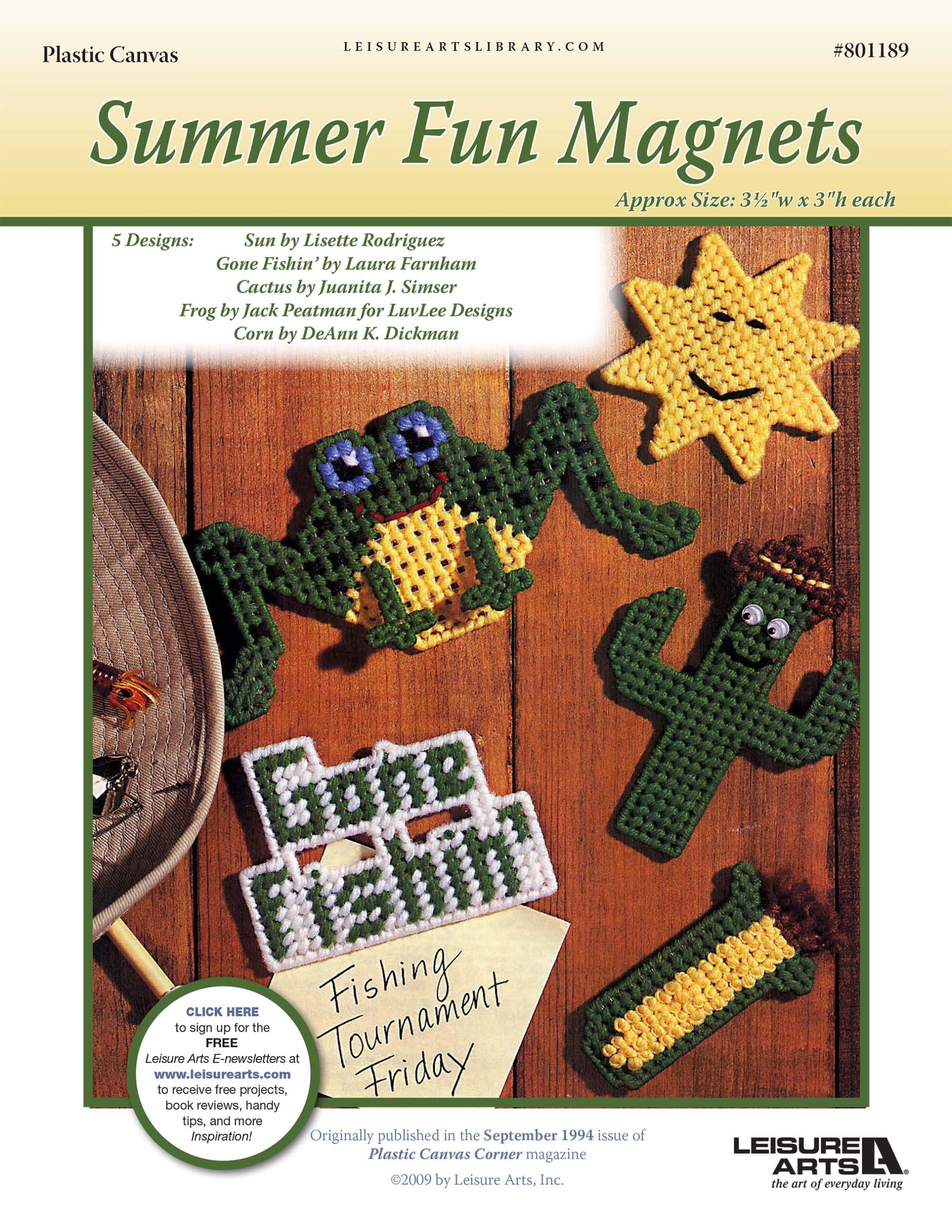 Leisure Arts Summer Fun Magnets Plastic Canvas ePattern