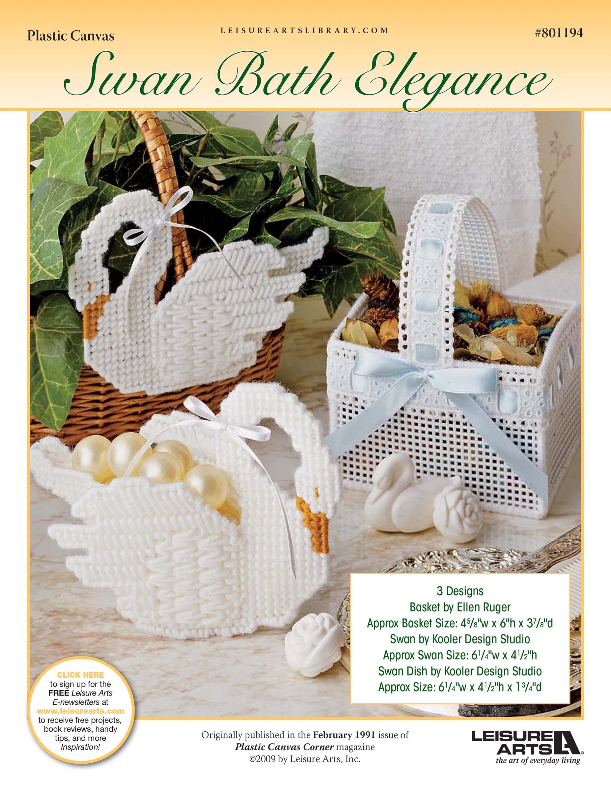 Leisure Arts Swan Bath Elegance Plastic Canvas ePattern