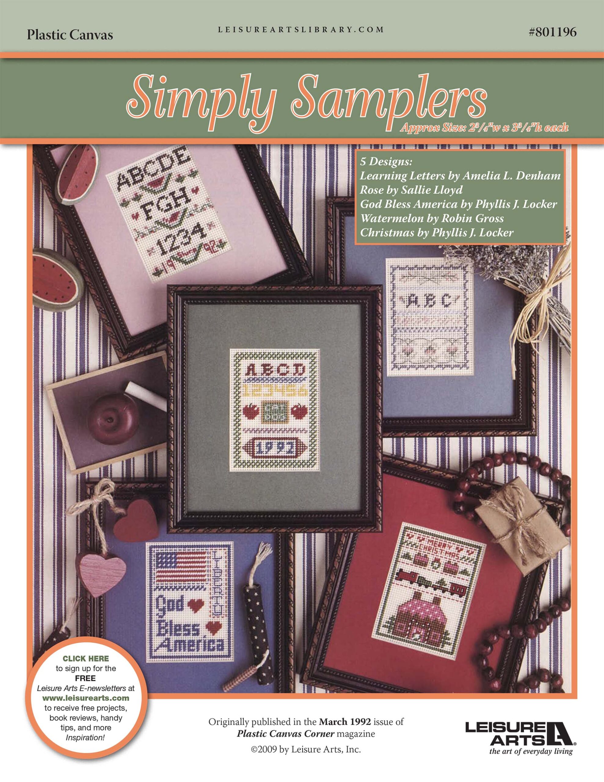 Leisure Arts Simply Samplers Plastic Canvas ePattern