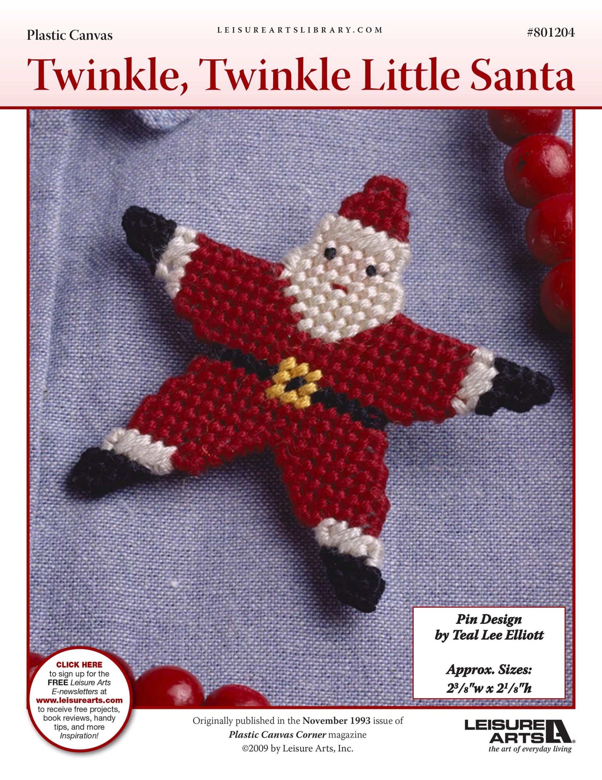 Leisure Arts Twinkle Twinkle Little Santa Plastic Canvas ePattern