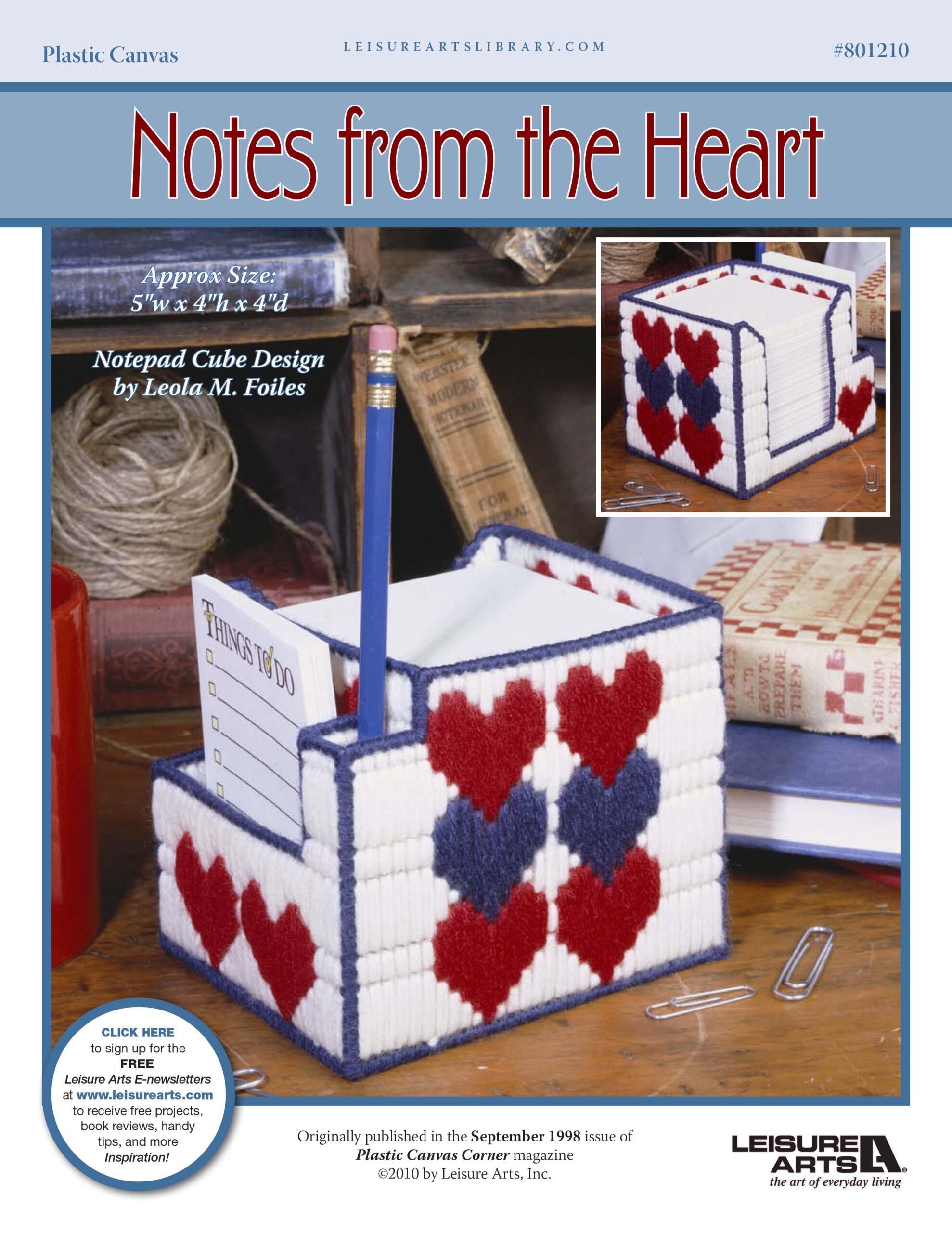 Leisure Arts Notes from the Heart Plastic Canvas ePattern