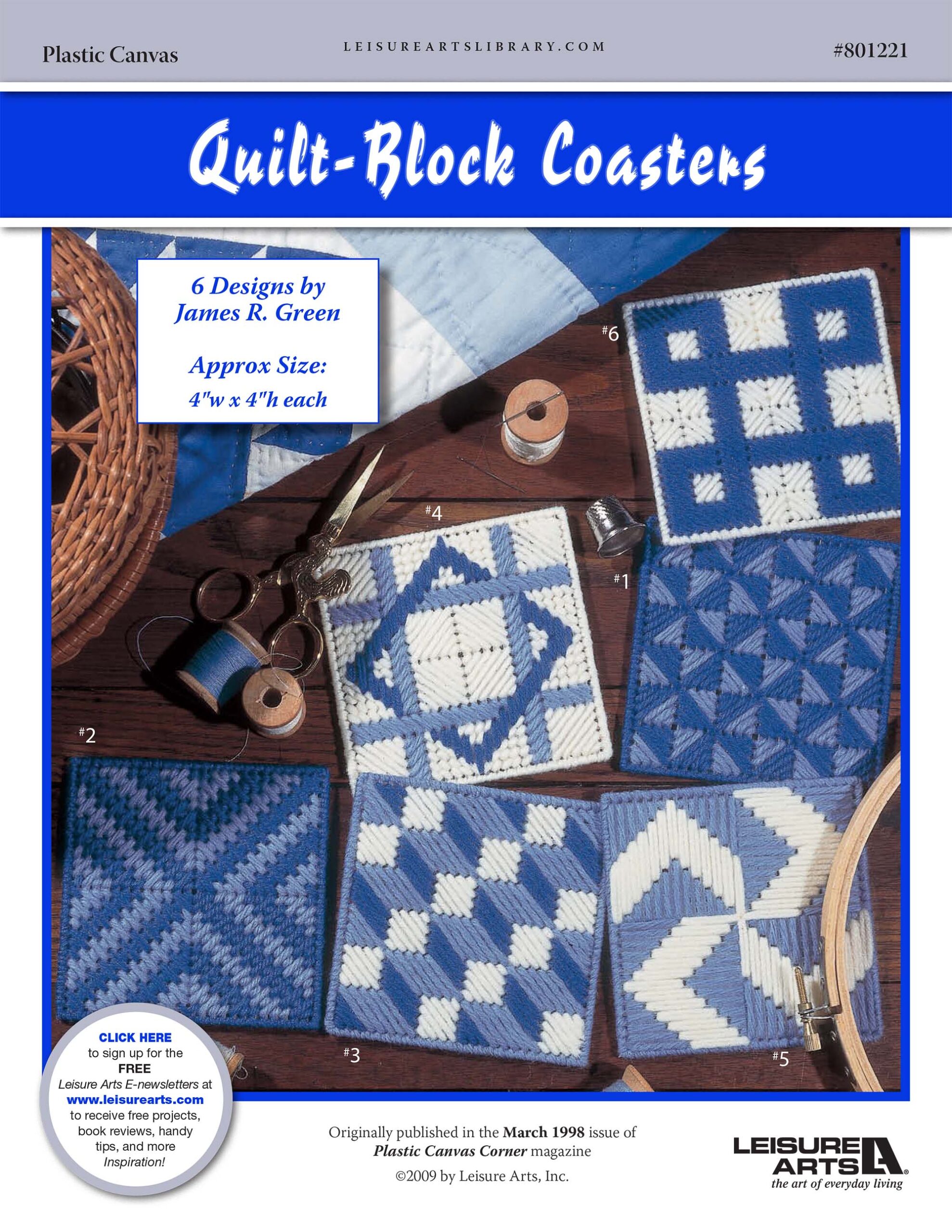 Leisure Arts QuiltBlock Coasters Plastic Canvas ePattern