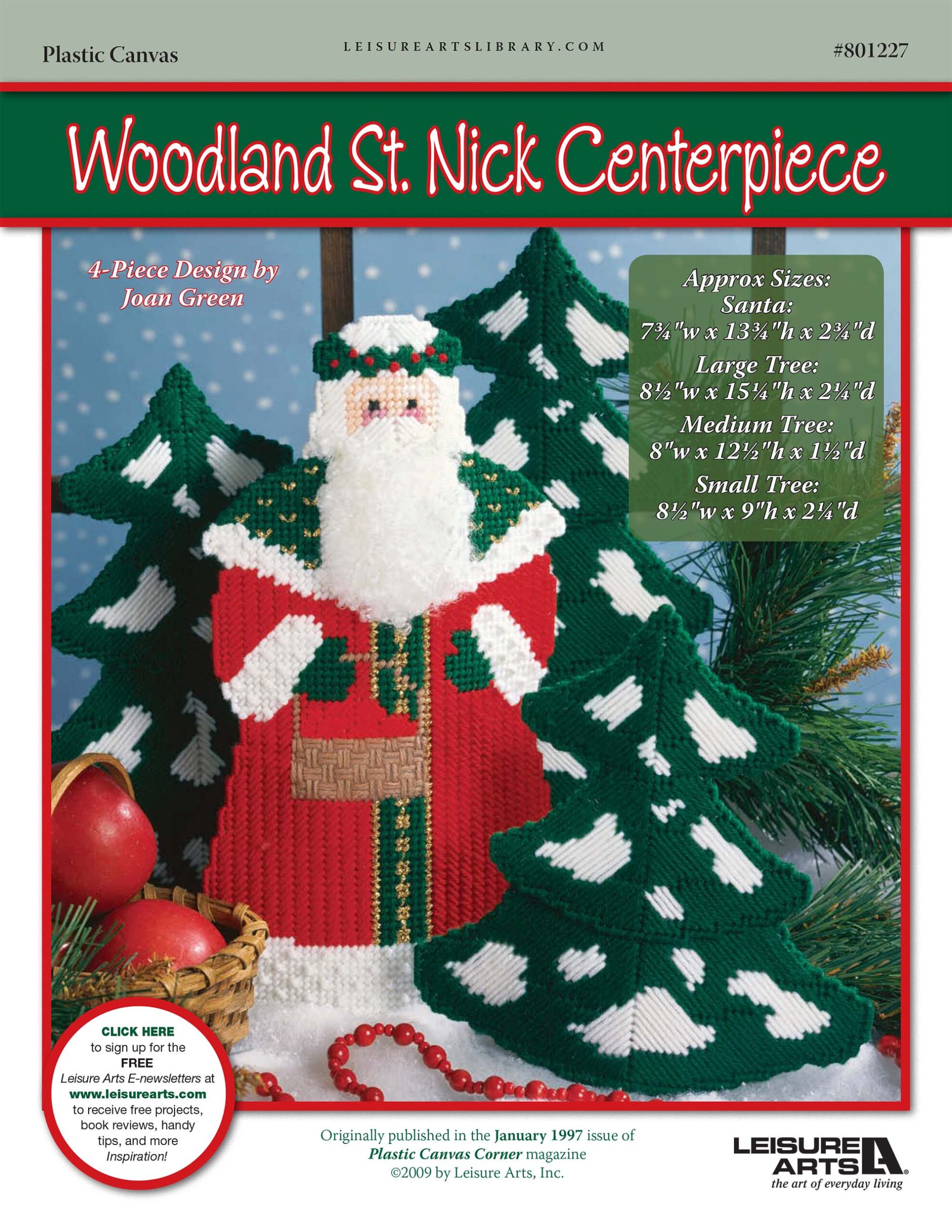 Leisure Arts Woodland St. Nick Centerpiece Plastic Canvas ePattern