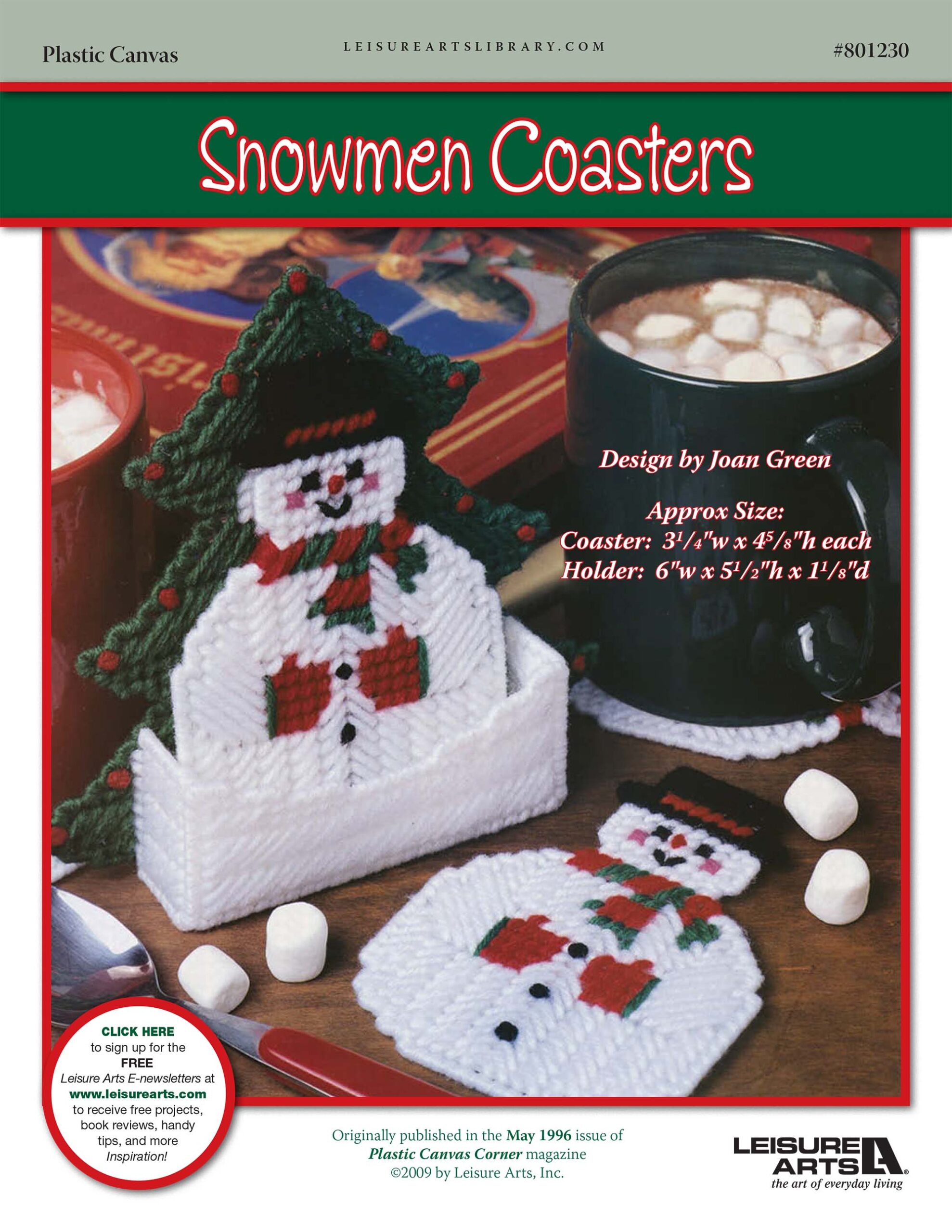 Leisure Arts Snowmen Coasters Plastic Canvas ePattern