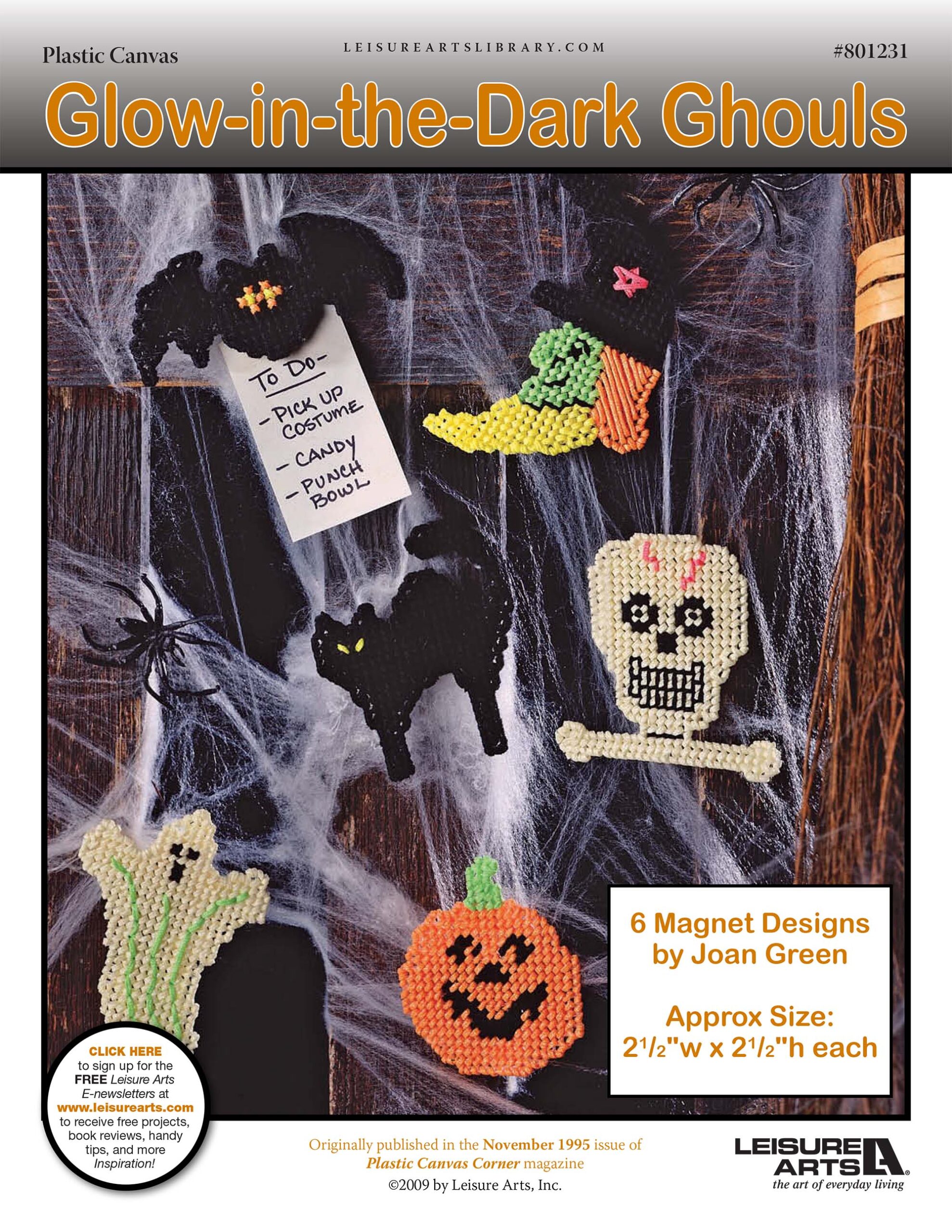Leisure Arts GlowInTheDark Ghoul Magnets Plastic Canvas ePattern