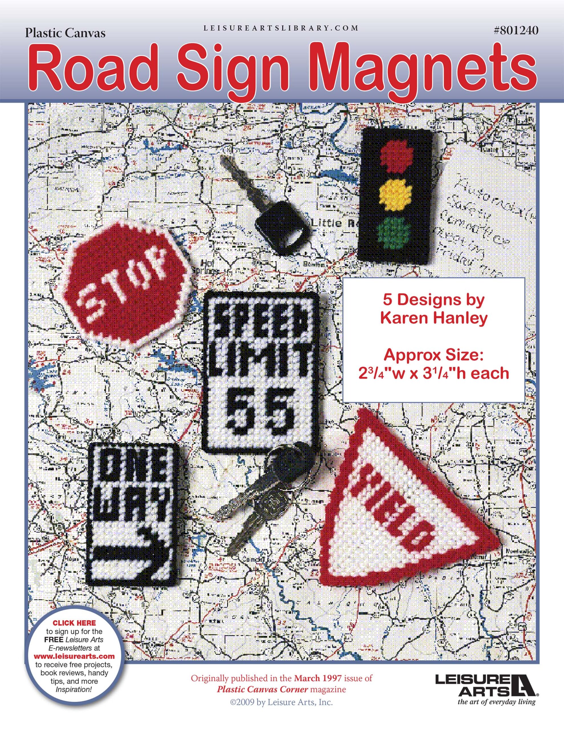 Leisure Arts Road Sign Magnets Plastic Canvas ePattern